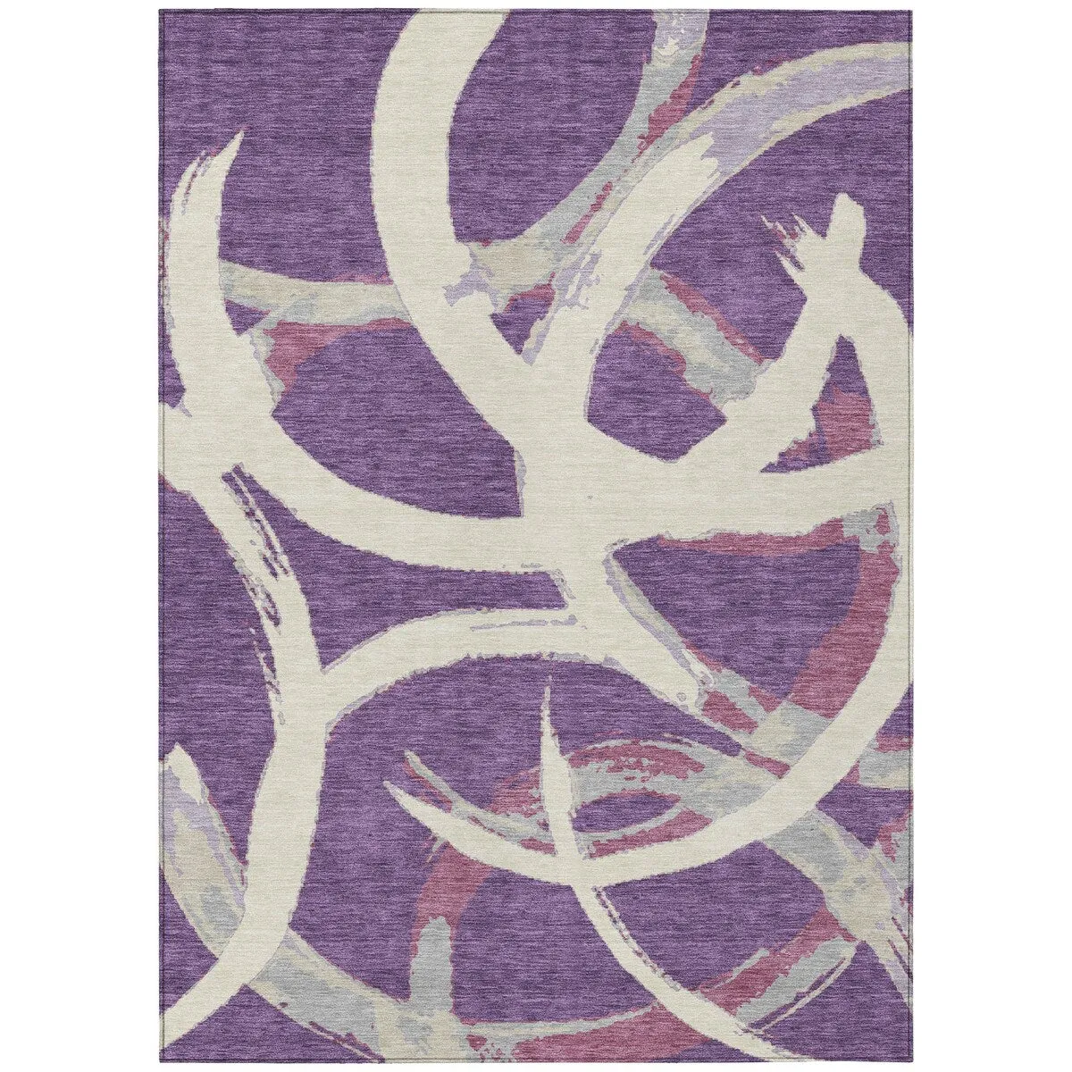 Machine Washable Indoor/ Outdoor Abstract Contemporary Chantille Rug