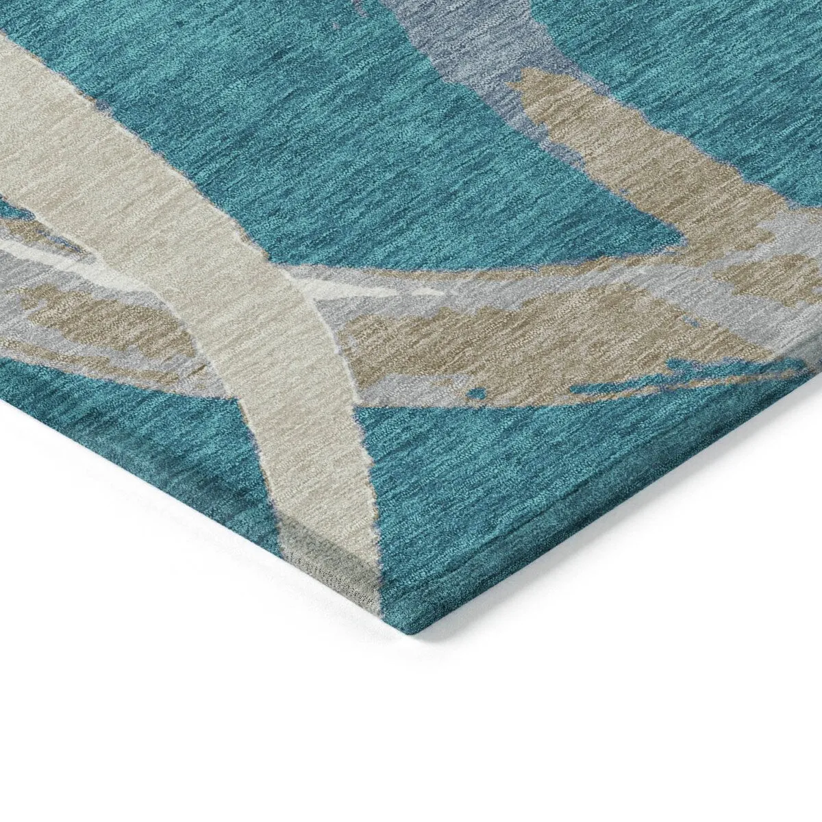 Machine Washable Indoor/ Outdoor Abstract Contemporary Chantille Rug