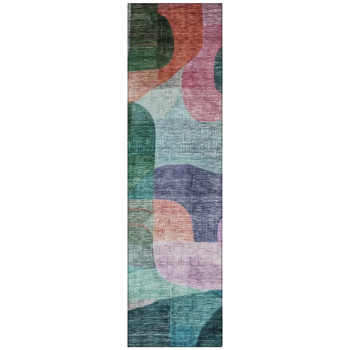 Machine Washable Indoor/ Outdoor Abstract Contemporary Chantille Rug