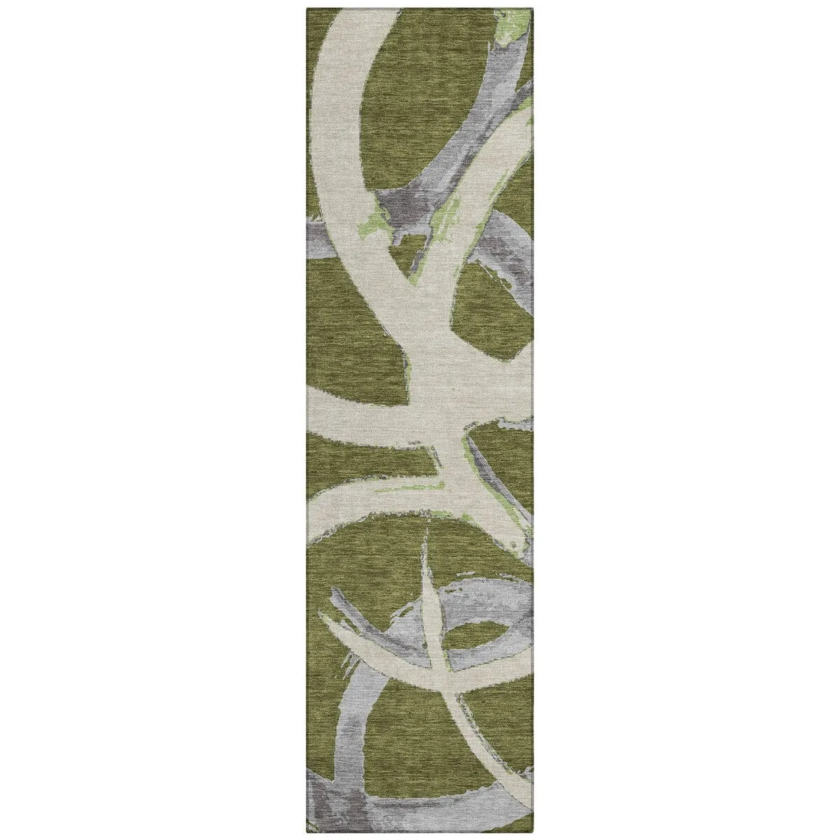 Machine Washable Indoor/ Outdoor Abstract Contemporary Chantille Rug