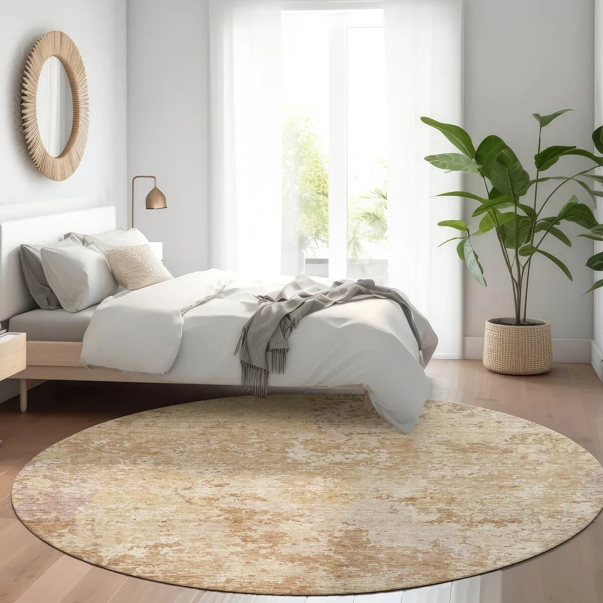 Machine Washable Indoor/ Outdoor Abstract Contemporary Chantille Rug