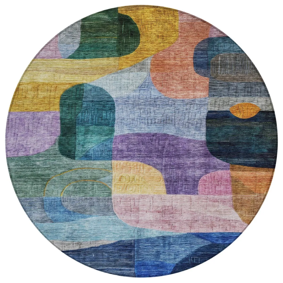 Machine Washable Indoor/ Outdoor Abstract Contemporary Chantille Rug