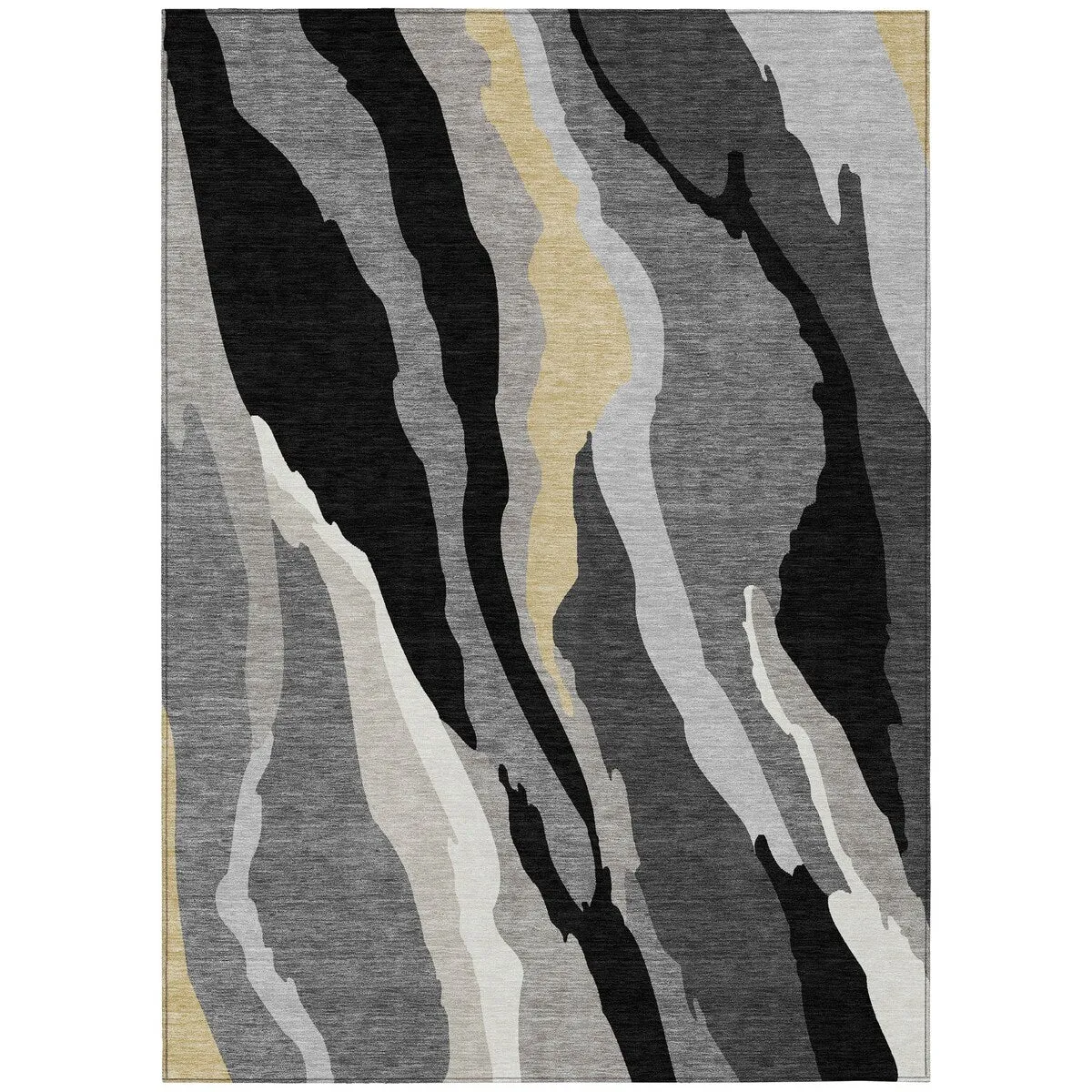 Machine Washable Indoor/ Outdoor Abstract Contemporary Chantille Rug