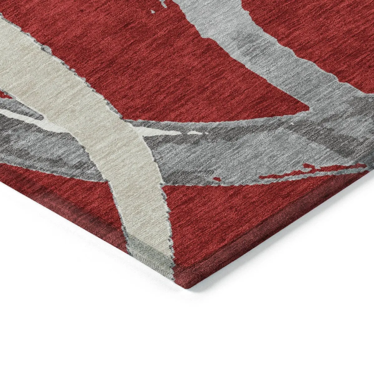 Machine Washable Indoor/ Outdoor Abstract Contemporary Chantille Rug