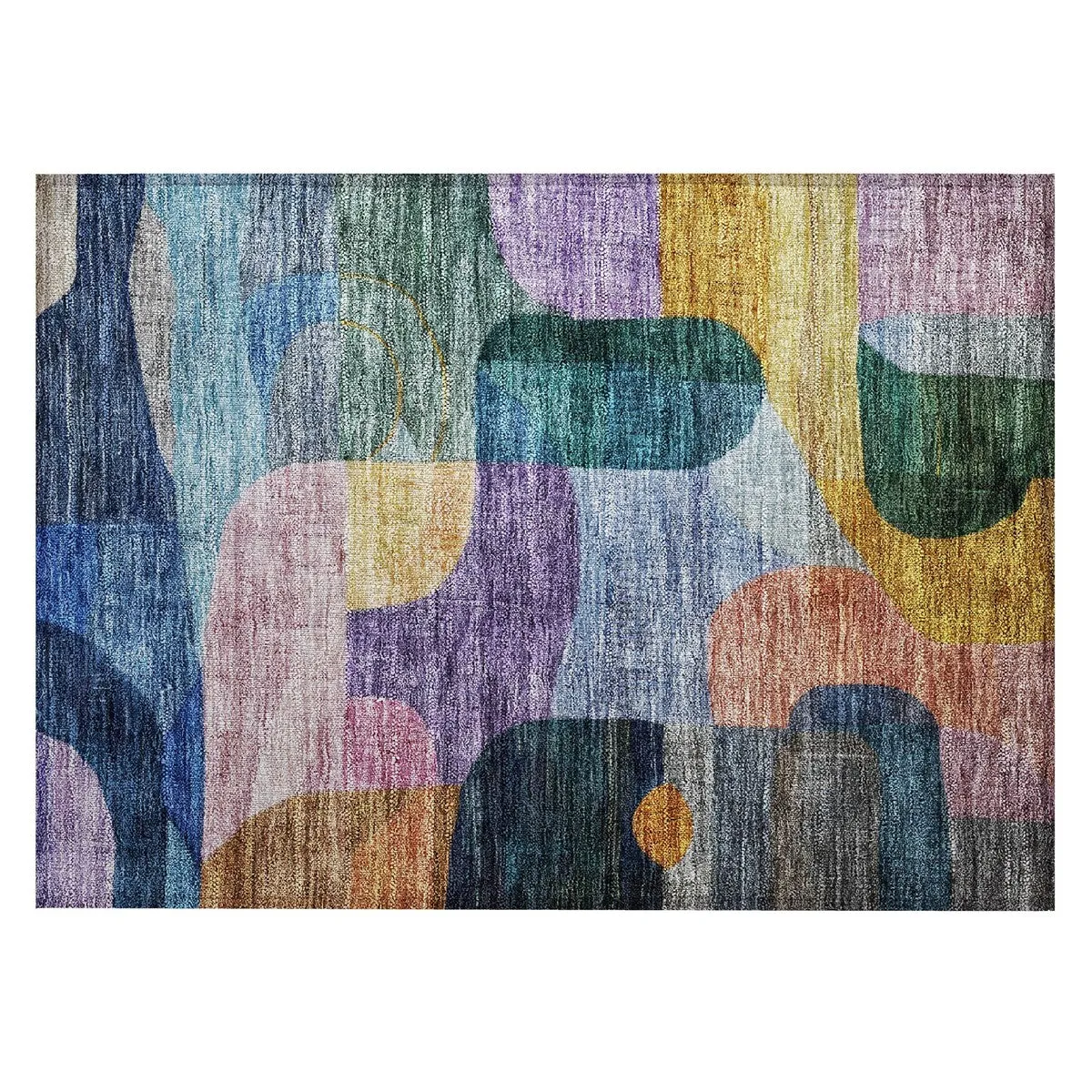 Machine Washable Indoor/ Outdoor Abstract Contemporary Chantille Rug