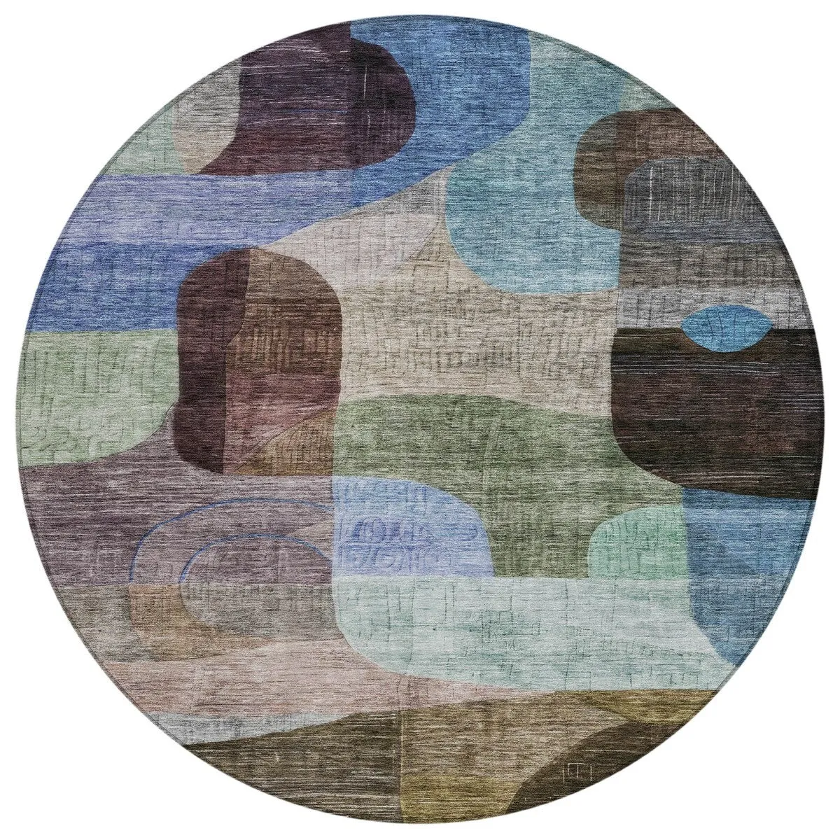 Machine Washable Indoor/ Outdoor Abstract Contemporary Chantille Rug
