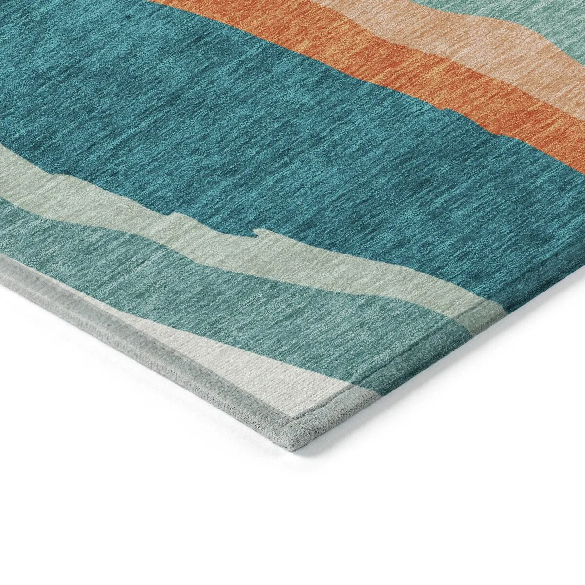 Machine Washable Indoor/ Outdoor Abstract Contemporary Chantille Rug