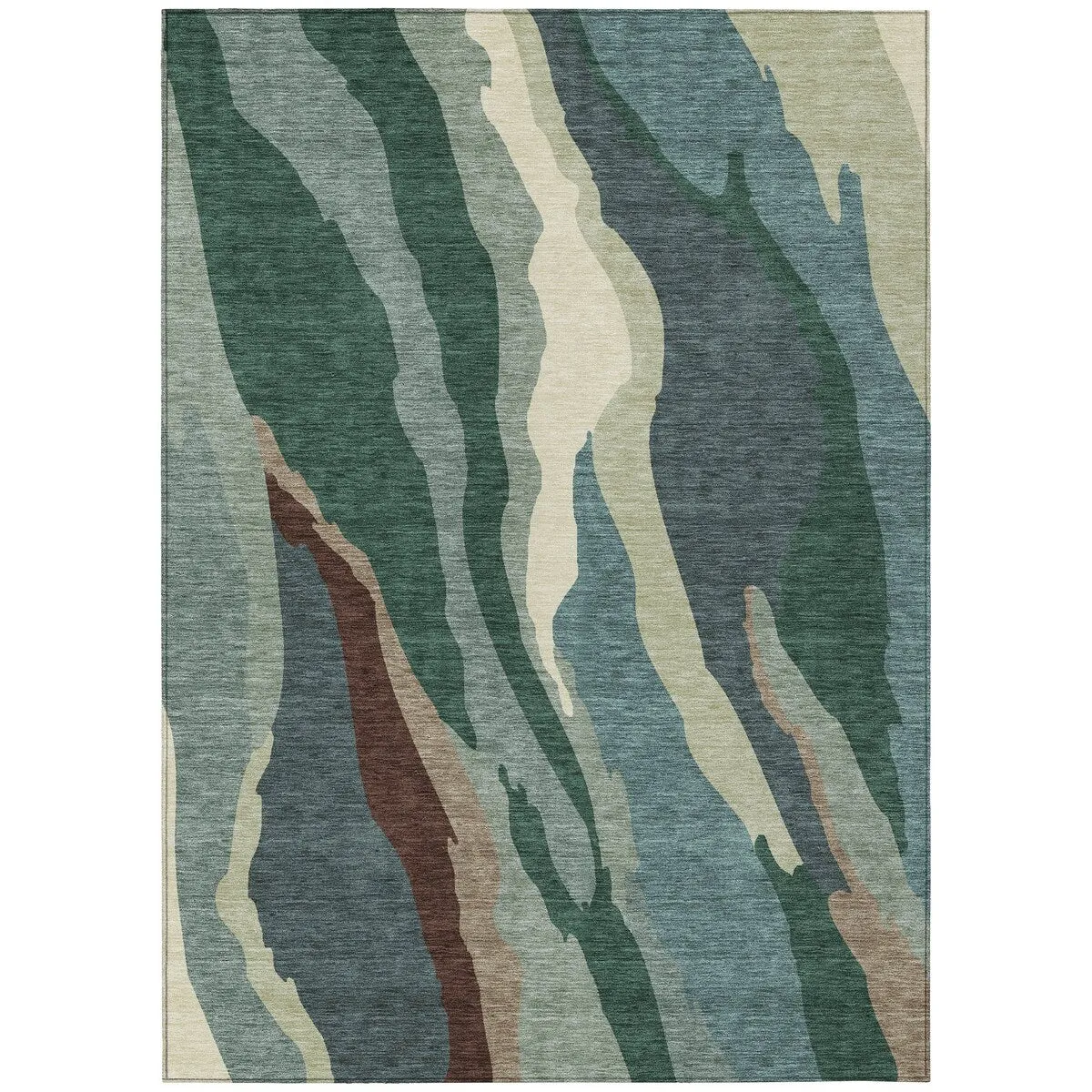 Machine Washable Indoor/ Outdoor Abstract Contemporary Chantille Rug
