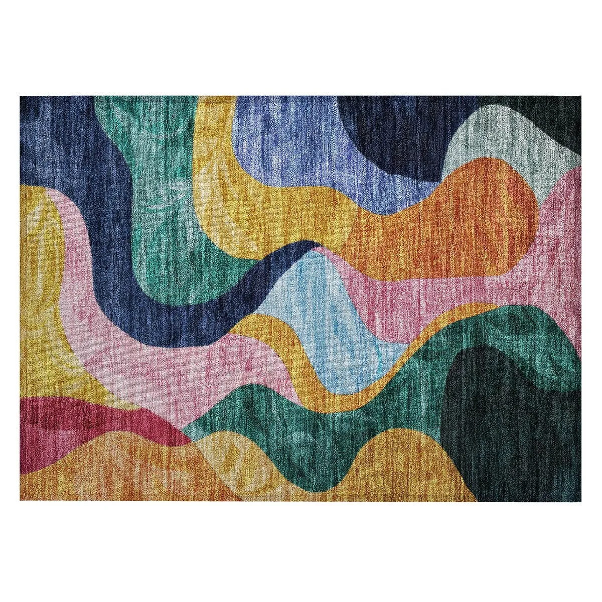 Machine Washable Indoor/ Outdoor Abstract Contemporary Chantille Rug