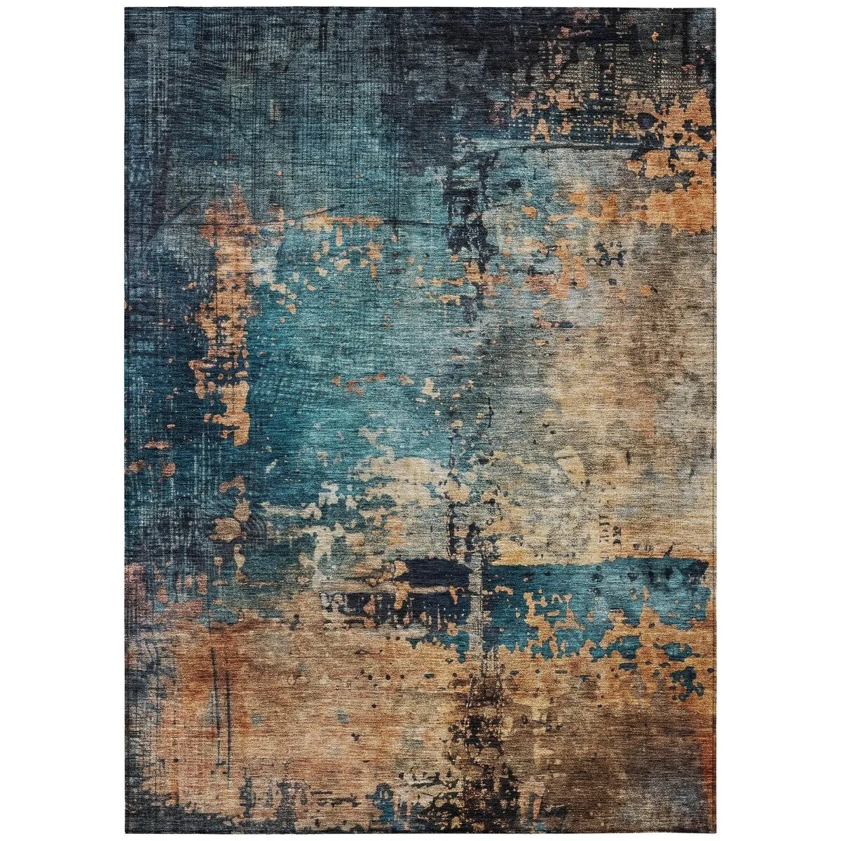 Machine Washable Indoor/ Outdoor Abstract Contemporary Chantille Rug