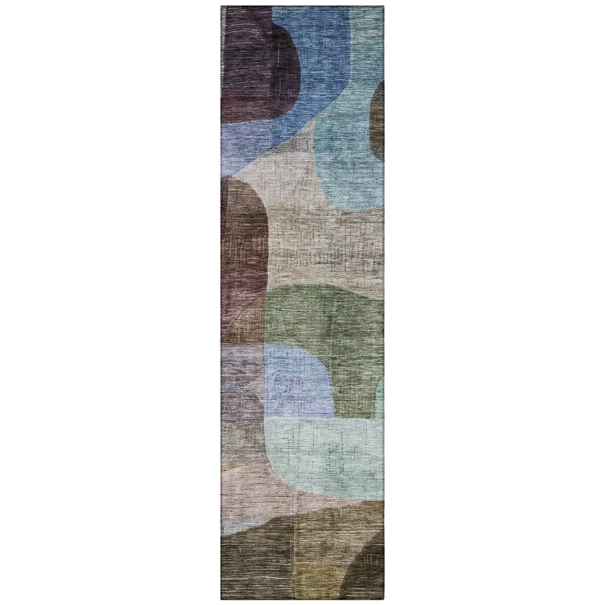 Machine Washable Indoor/ Outdoor Abstract Contemporary Chantille Rug