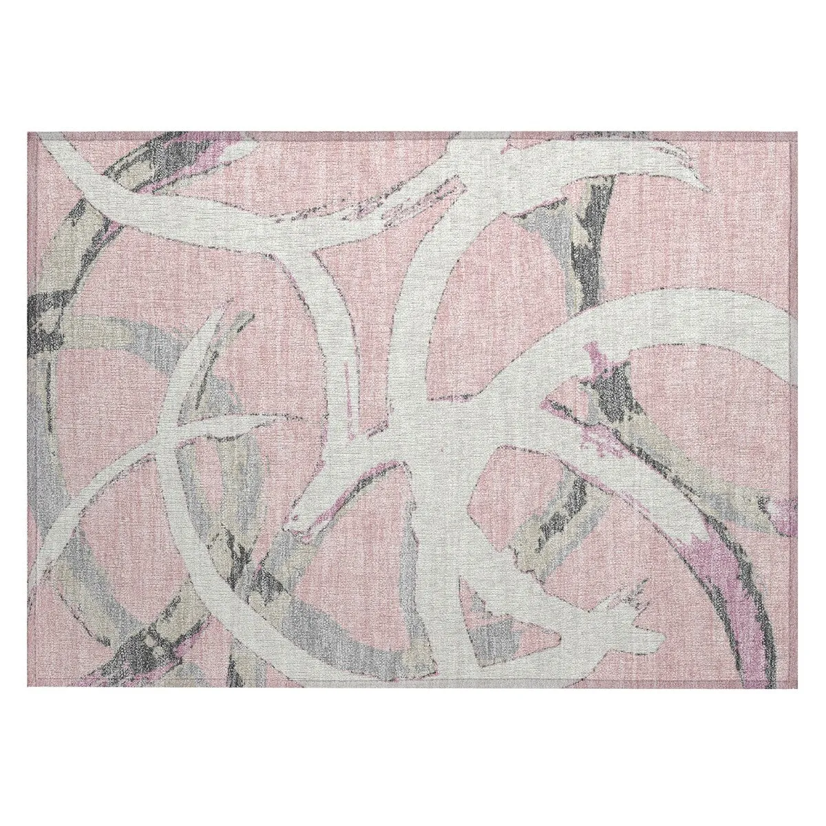 Machine Washable Indoor/ Outdoor Abstract Contemporary Chantille Rug