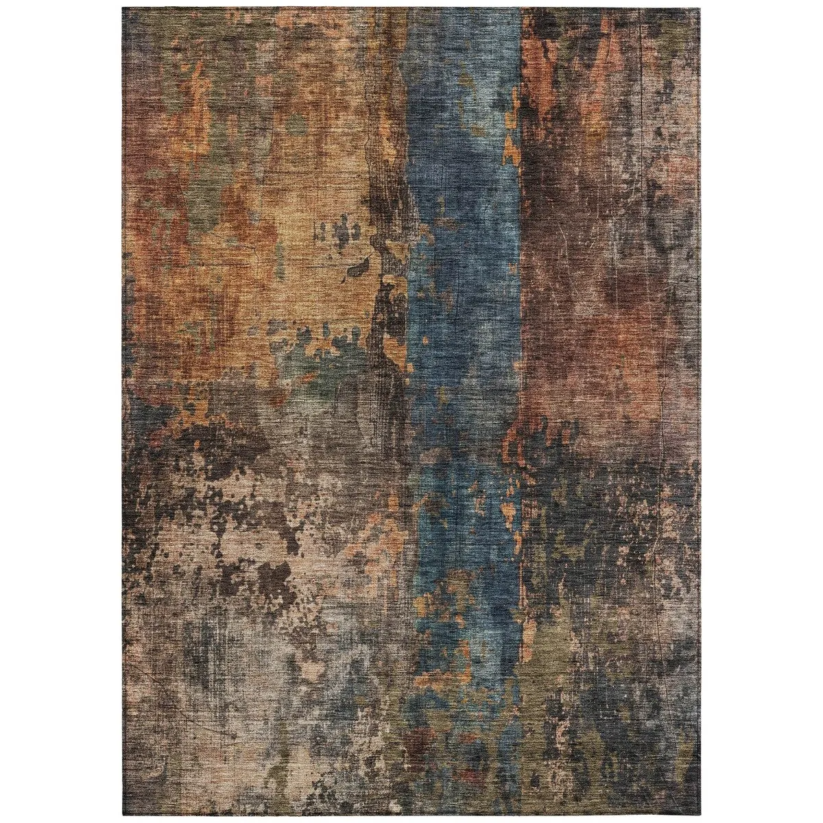 Machine Washable Indoor/ Outdoor Abstract Contemporary Chantille Rug