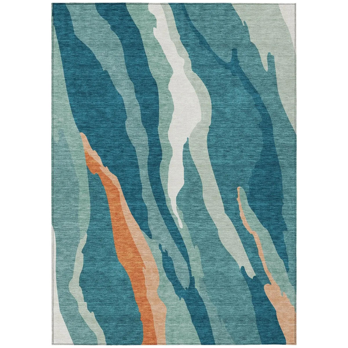 Machine Washable Indoor/ Outdoor Abstract Contemporary Chantille Rug
