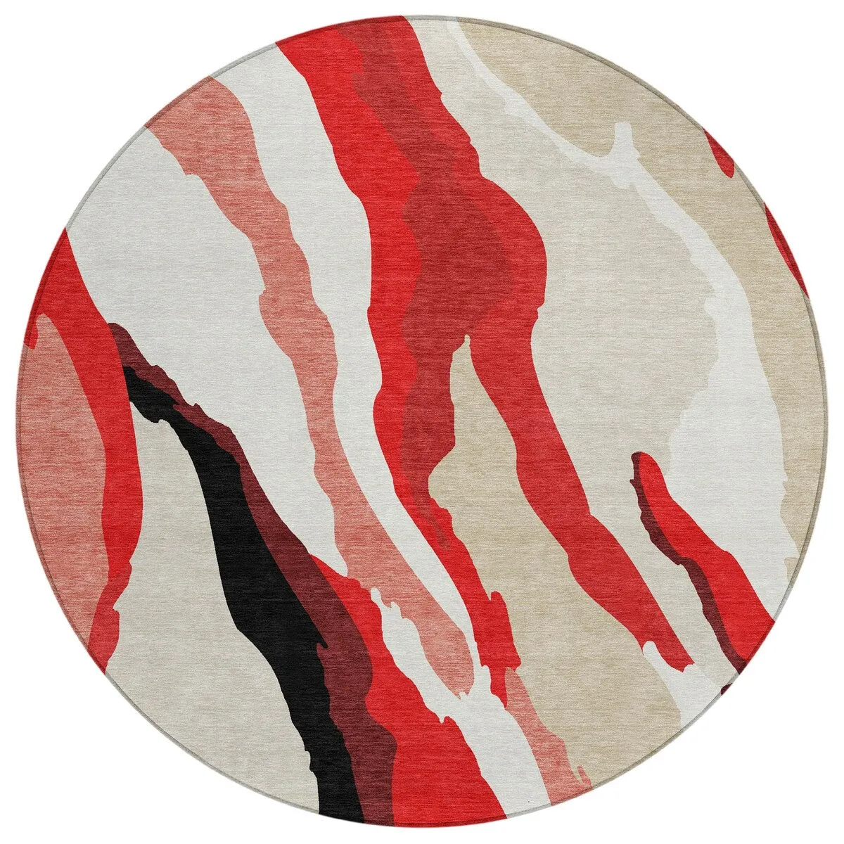 Machine Washable Indoor/ Outdoor Abstract Contemporary Chantille Rug
