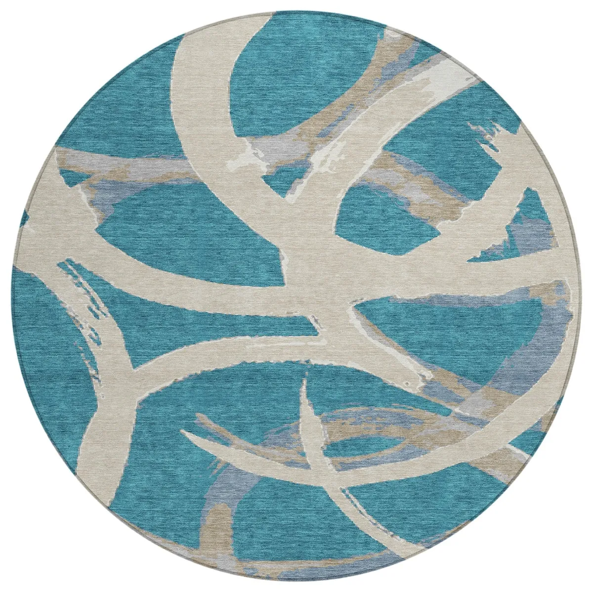 Machine Washable Indoor/ Outdoor Abstract Contemporary Chantille Rug