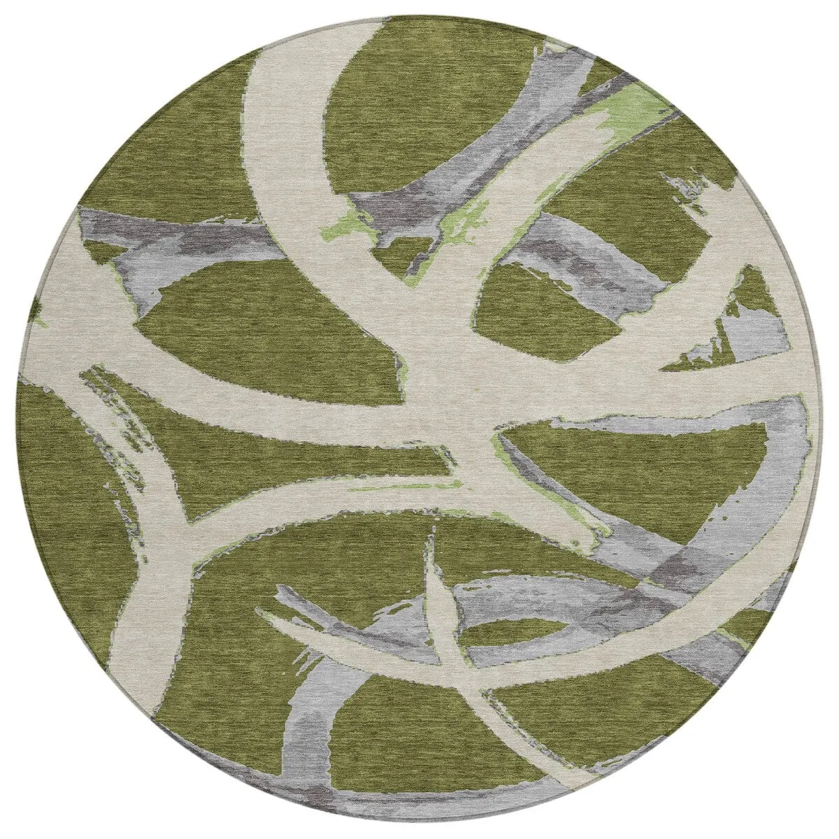 Machine Washable Indoor/ Outdoor Abstract Contemporary Chantille Rug