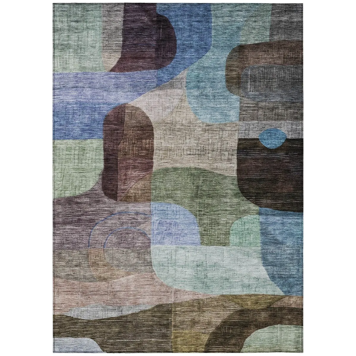 Machine Washable Indoor/ Outdoor Abstract Contemporary Chantille Rug