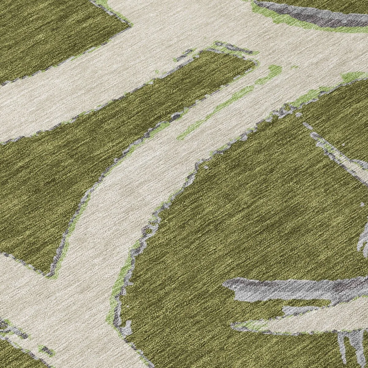 Machine Washable Indoor/ Outdoor Abstract Contemporary Chantille Rug