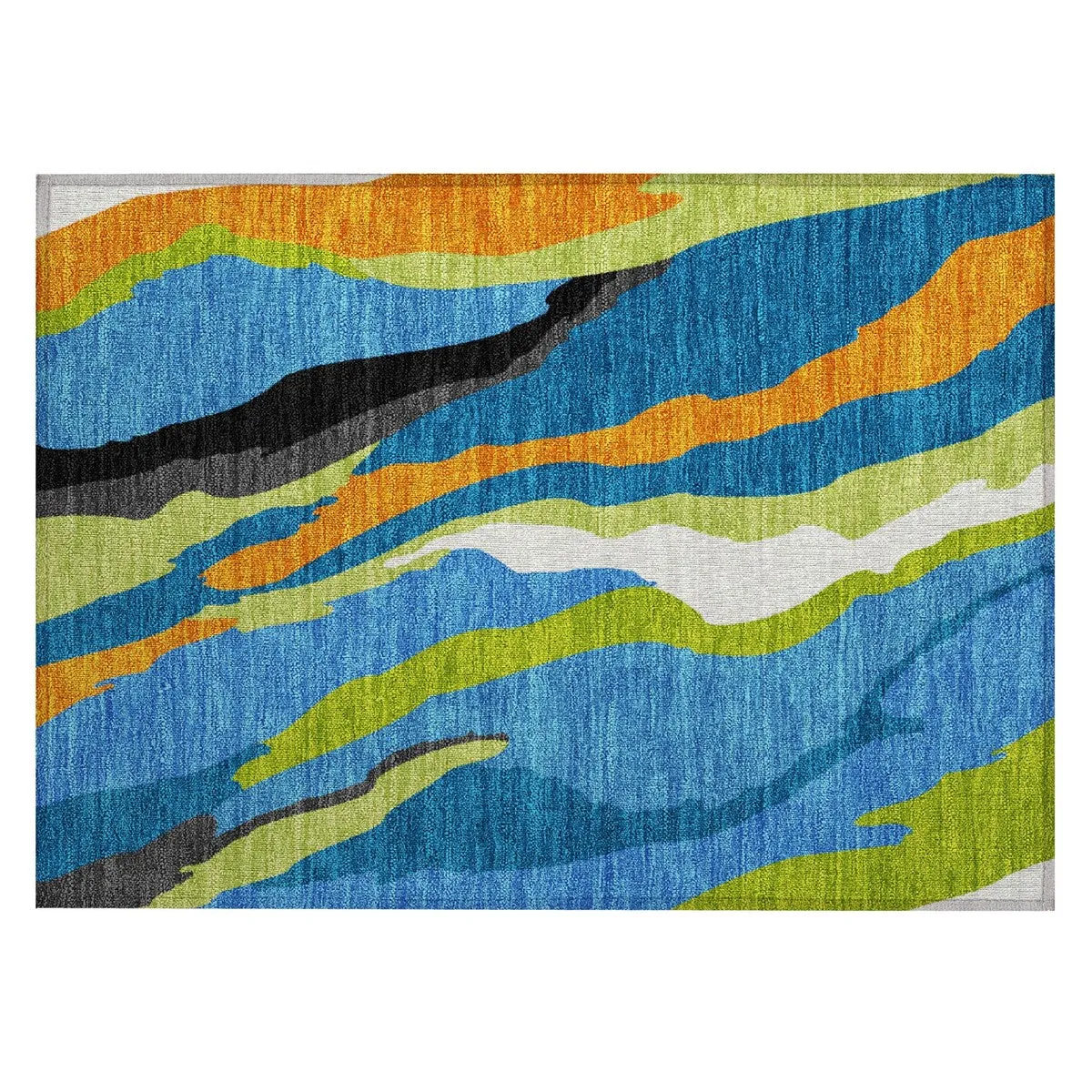 Machine Washable Indoor/ Outdoor Abstract Contemporary Chantille Rug