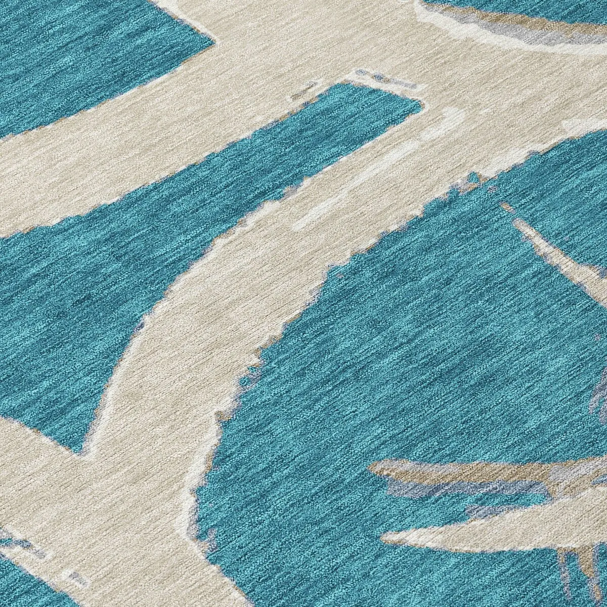 Machine Washable Indoor/ Outdoor Abstract Contemporary Chantille Rug