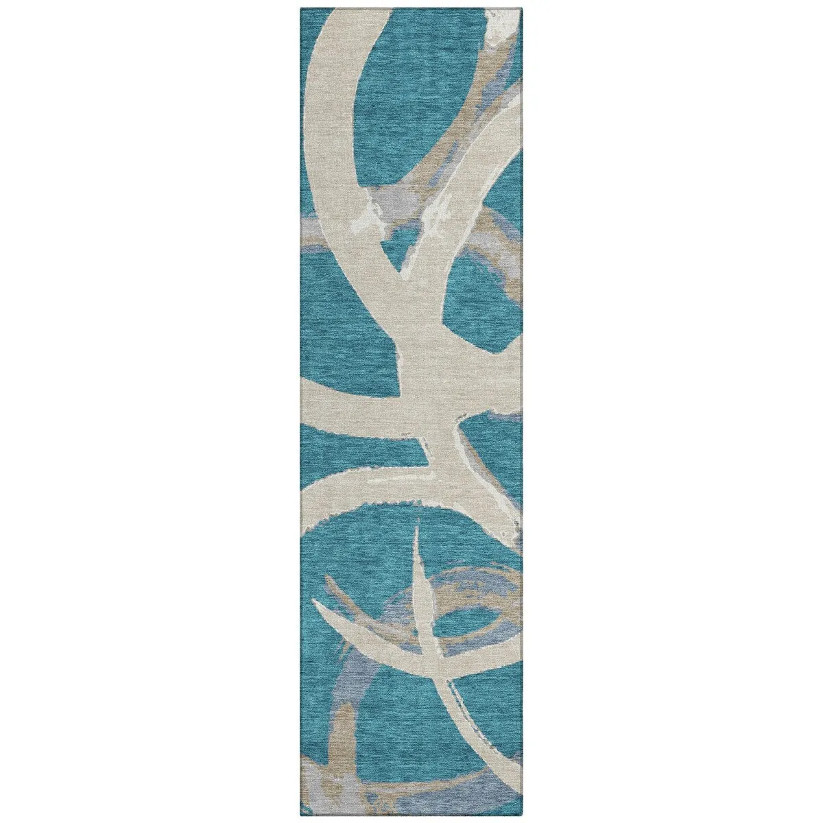 Machine Washable Indoor/ Outdoor Abstract Contemporary Chantille Rug