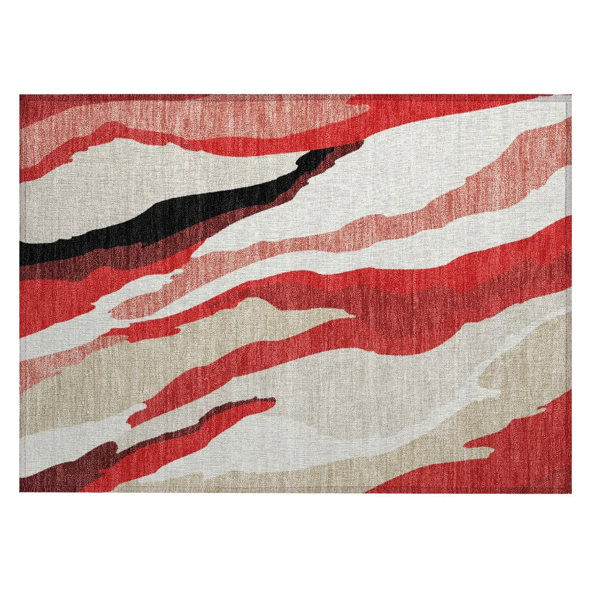 Machine Washable Indoor/ Outdoor Abstract Contemporary Chantille Rug