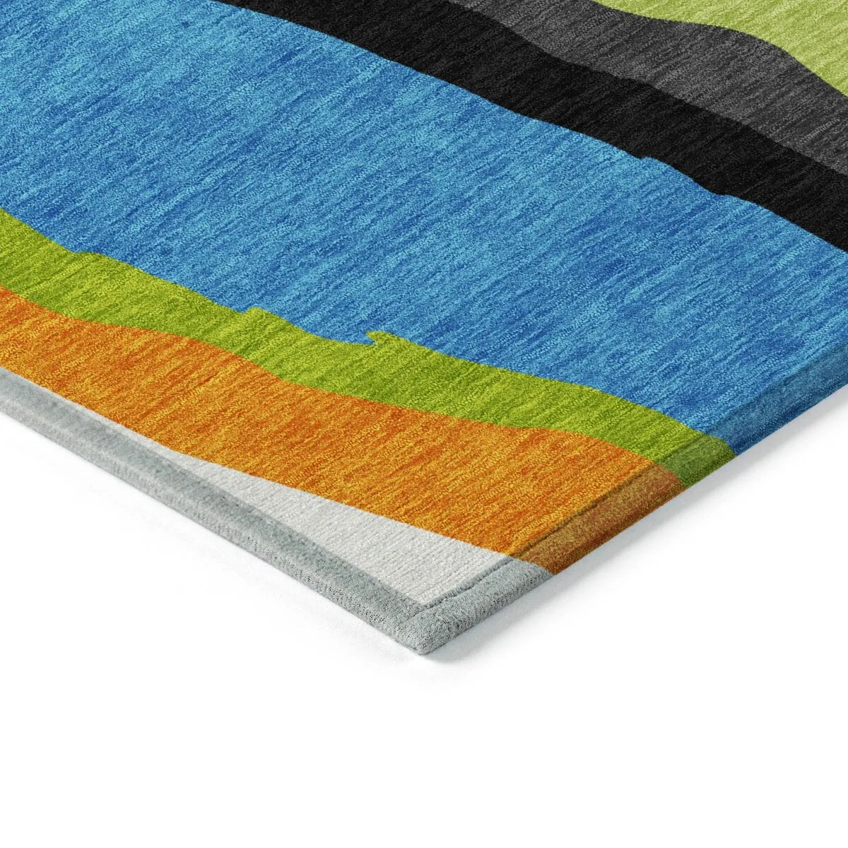 Machine Washable Indoor/ Outdoor Abstract Contemporary Chantille Rug