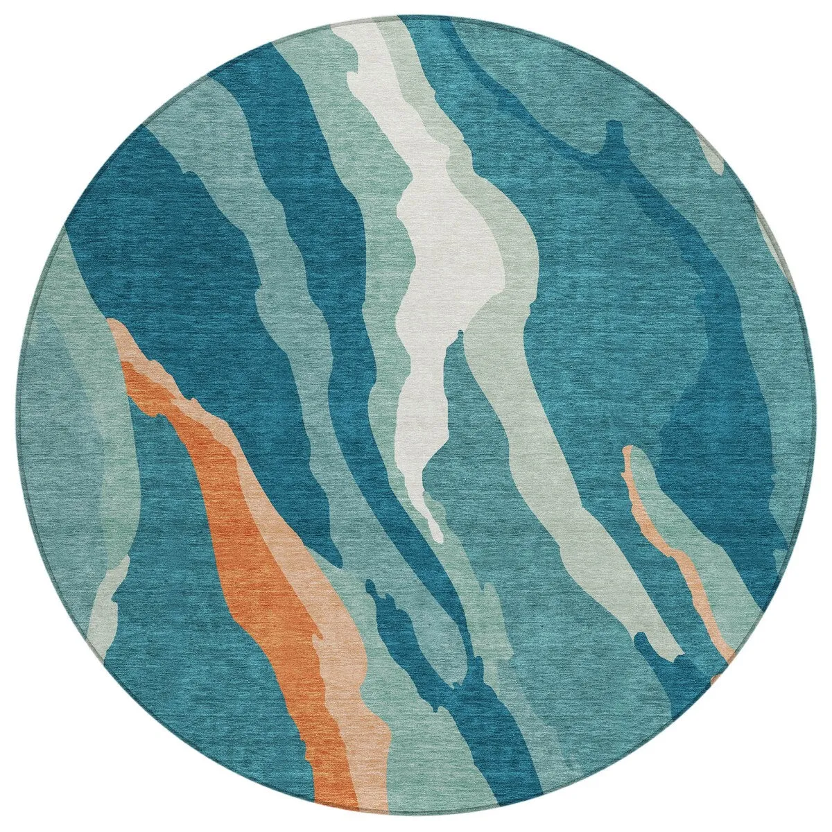 Machine Washable Indoor/ Outdoor Abstract Contemporary Chantille Rug
