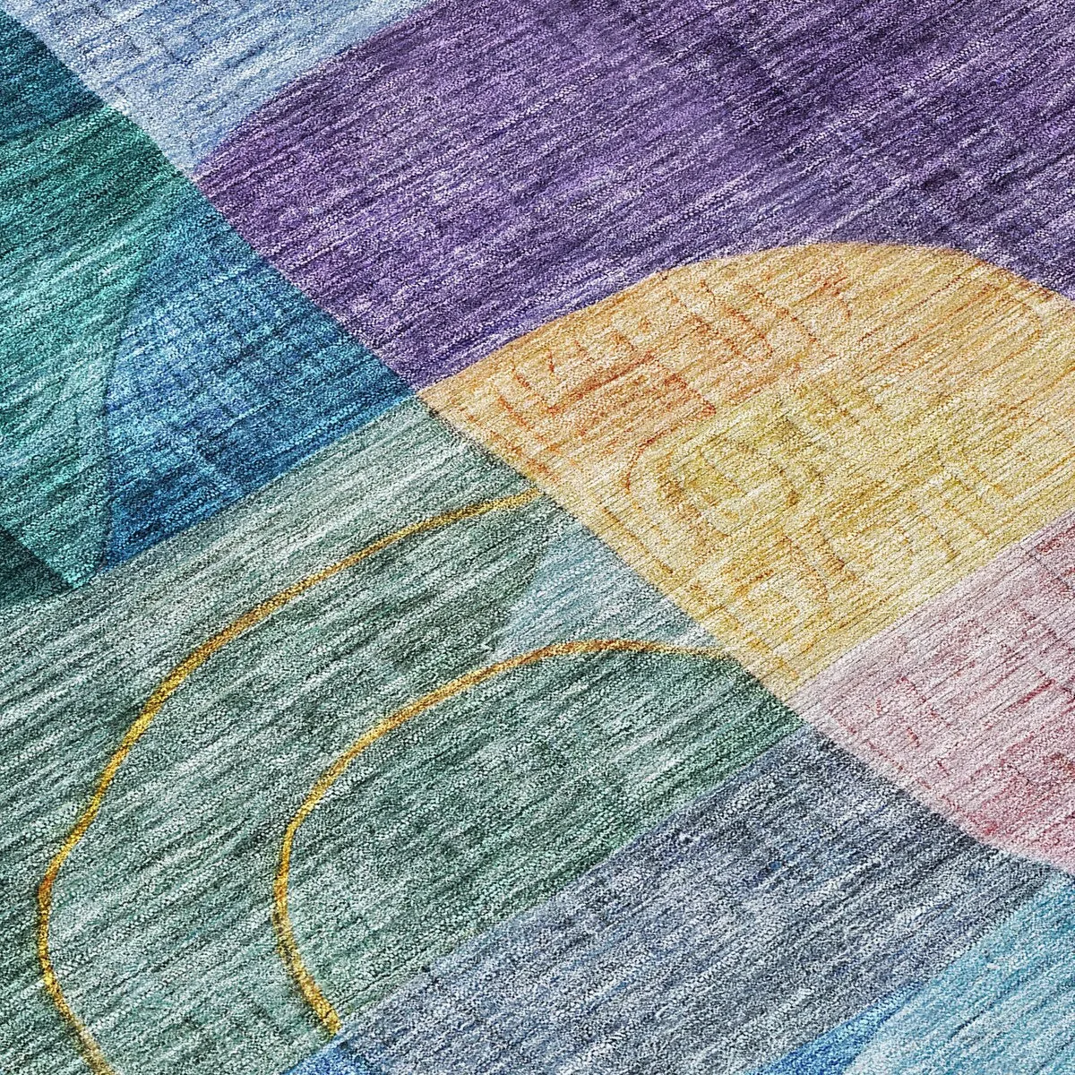 Machine Washable Indoor/ Outdoor Abstract Contemporary Chantille Rug