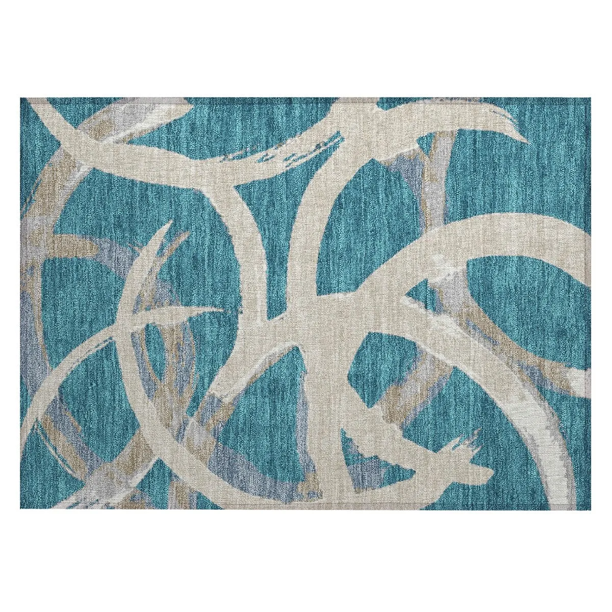 Machine Washable Indoor/ Outdoor Abstract Contemporary Chantille Rug