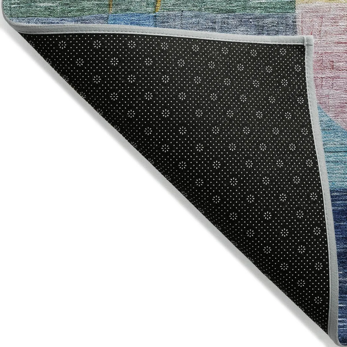 Machine Washable Indoor/ Outdoor Abstract Contemporary Chantille Rug