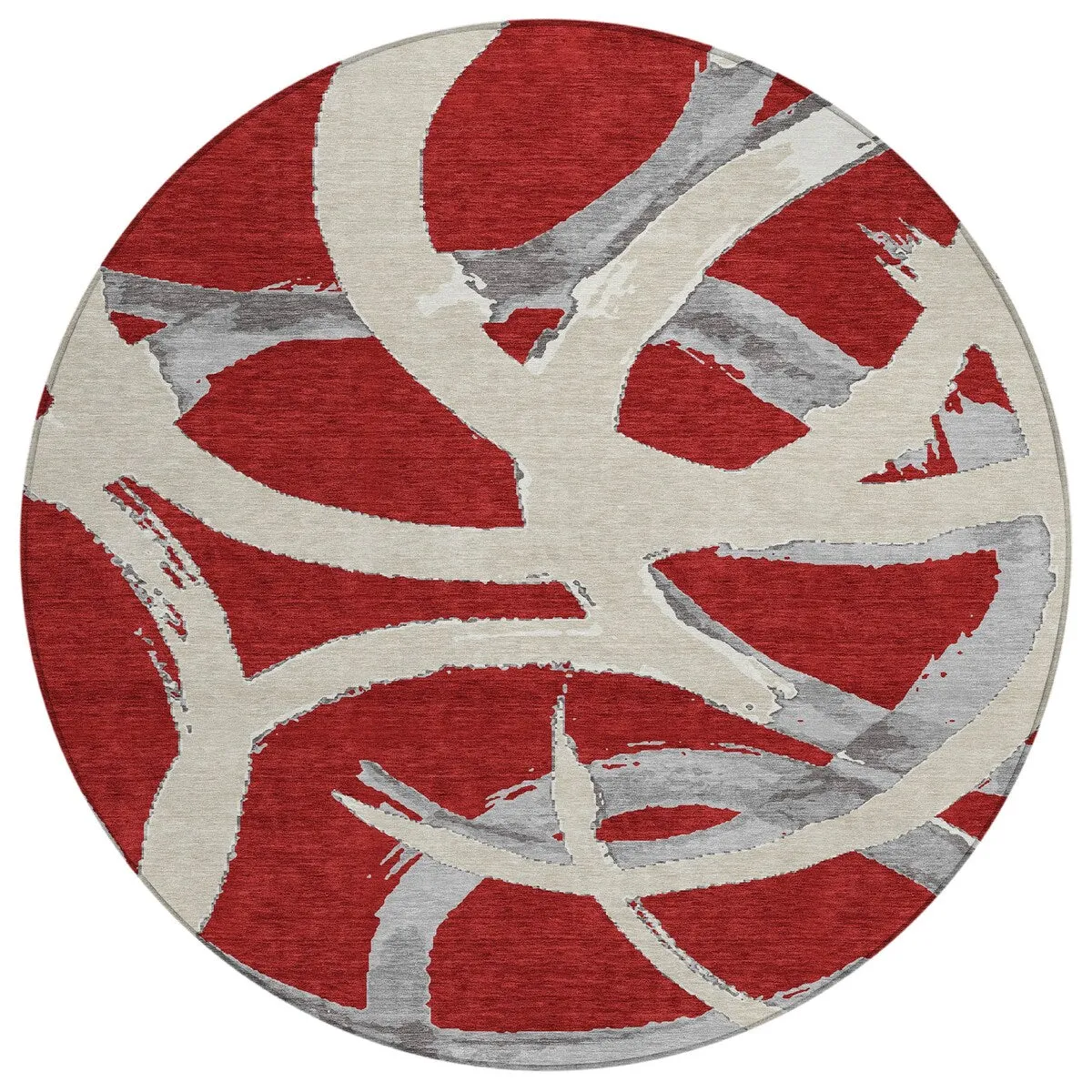 Machine Washable Indoor/ Outdoor Abstract Contemporary Chantille Rug