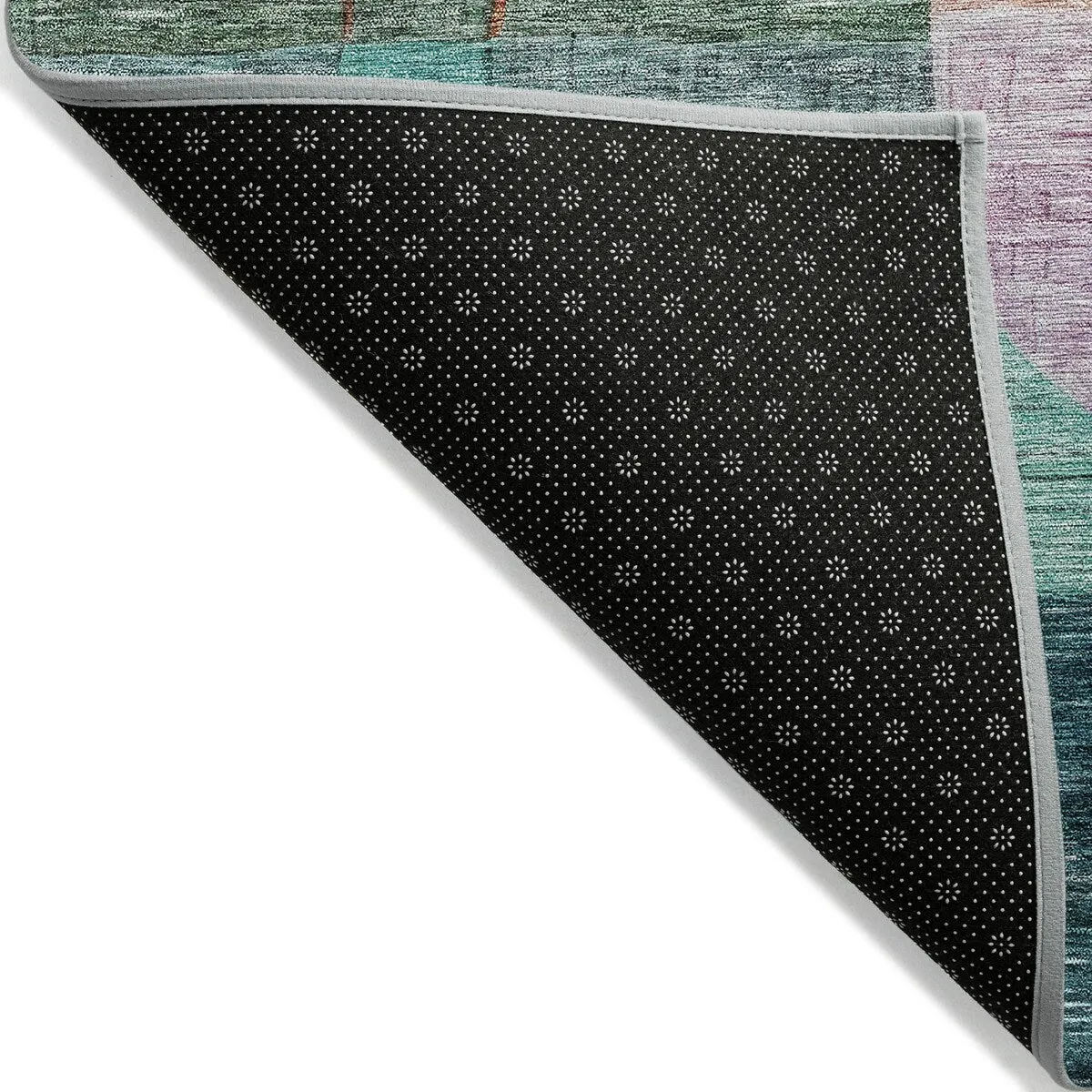 Machine Washable Indoor/ Outdoor Abstract Contemporary Chantille Rug