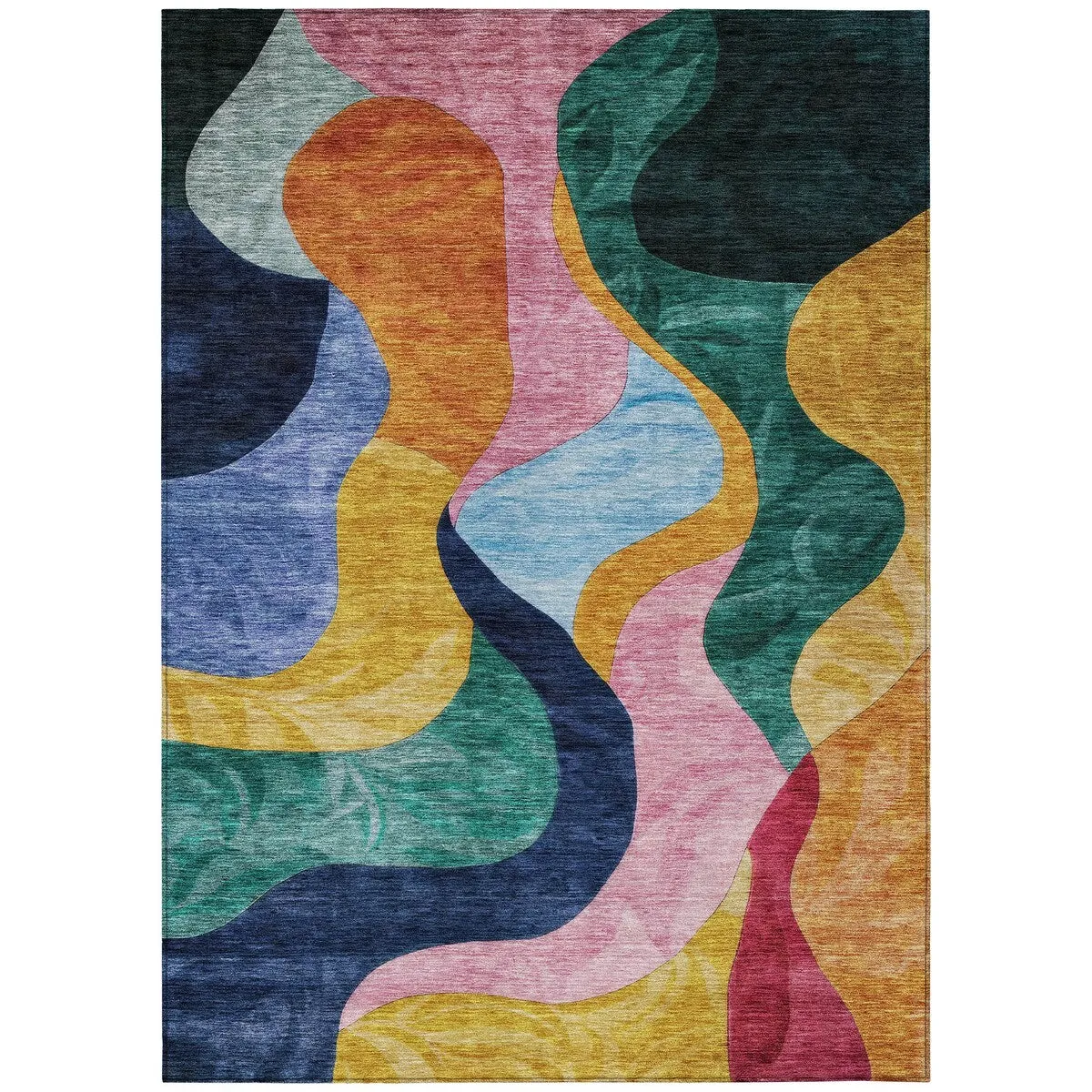 Machine Washable Indoor/ Outdoor Abstract Contemporary Chantille Rug