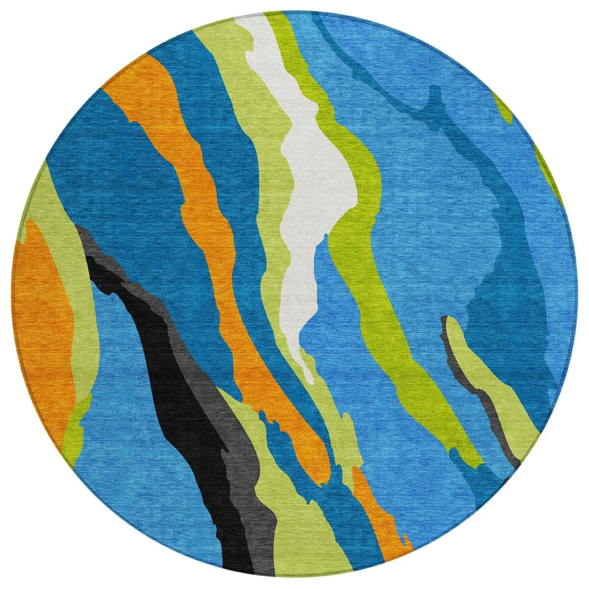 Machine Washable Indoor/ Outdoor Abstract Contemporary Chantille Rug