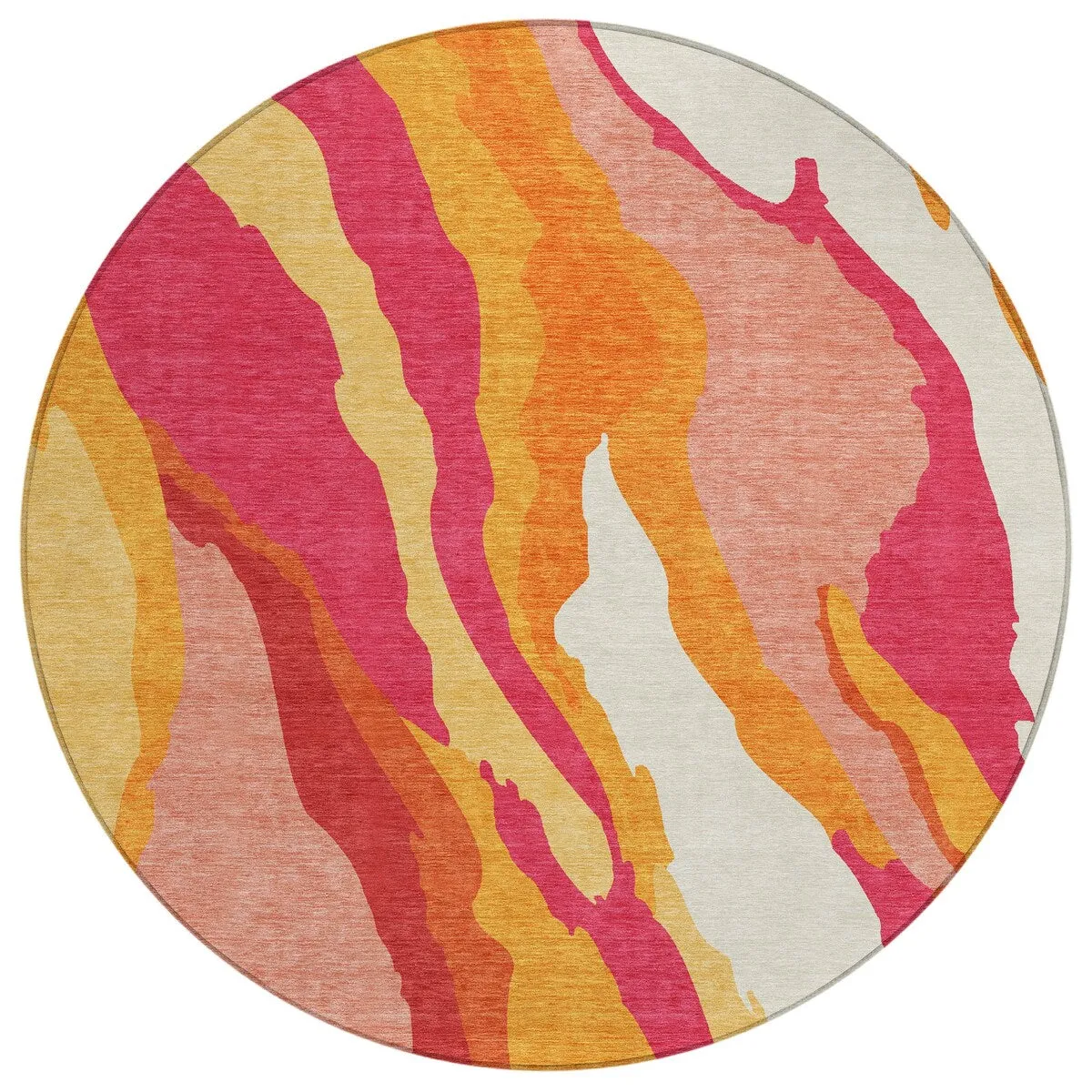 Machine Washable Indoor/ Outdoor Abstract Contemporary Chantille Rug
