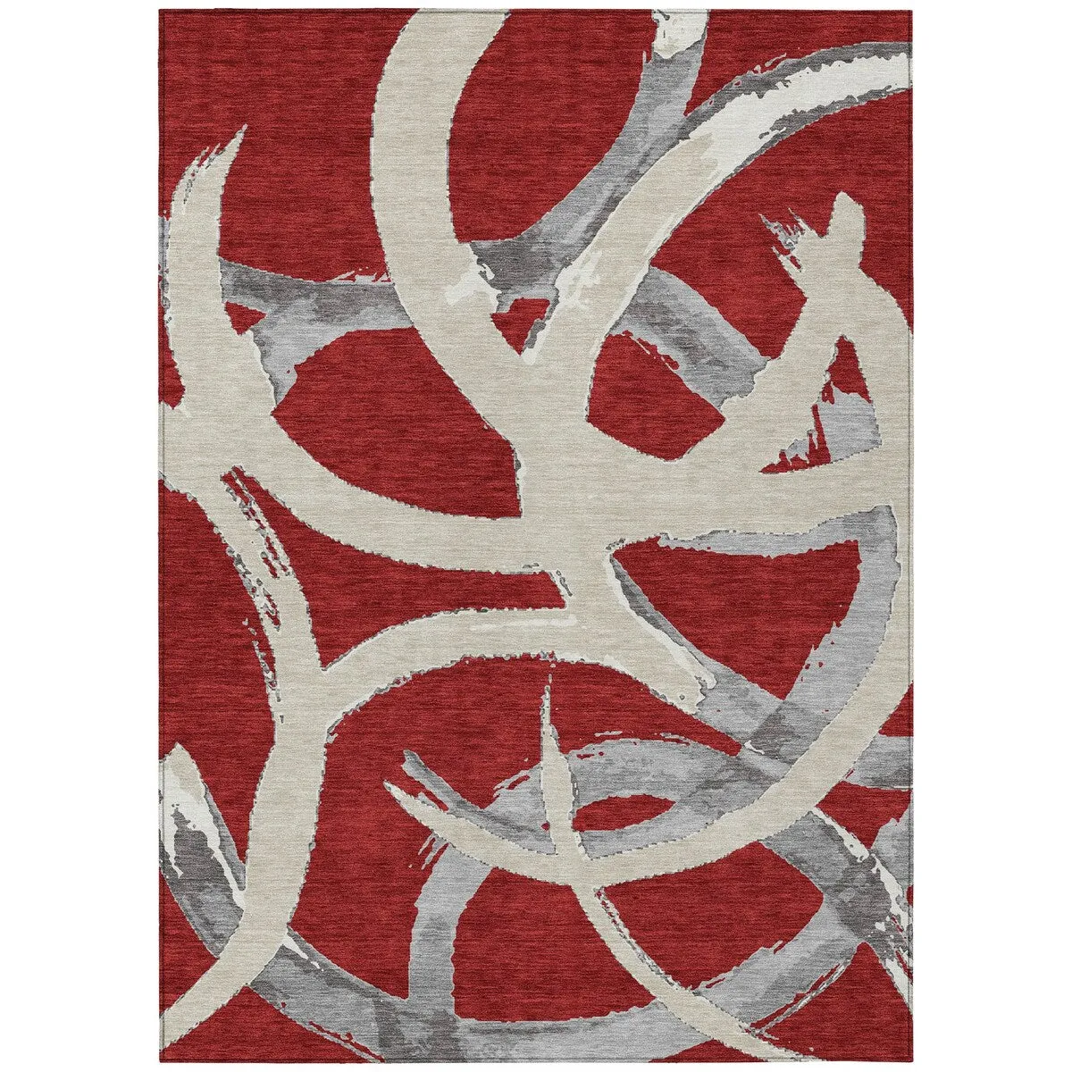 Machine Washable Indoor/ Outdoor Abstract Contemporary Chantille Rug