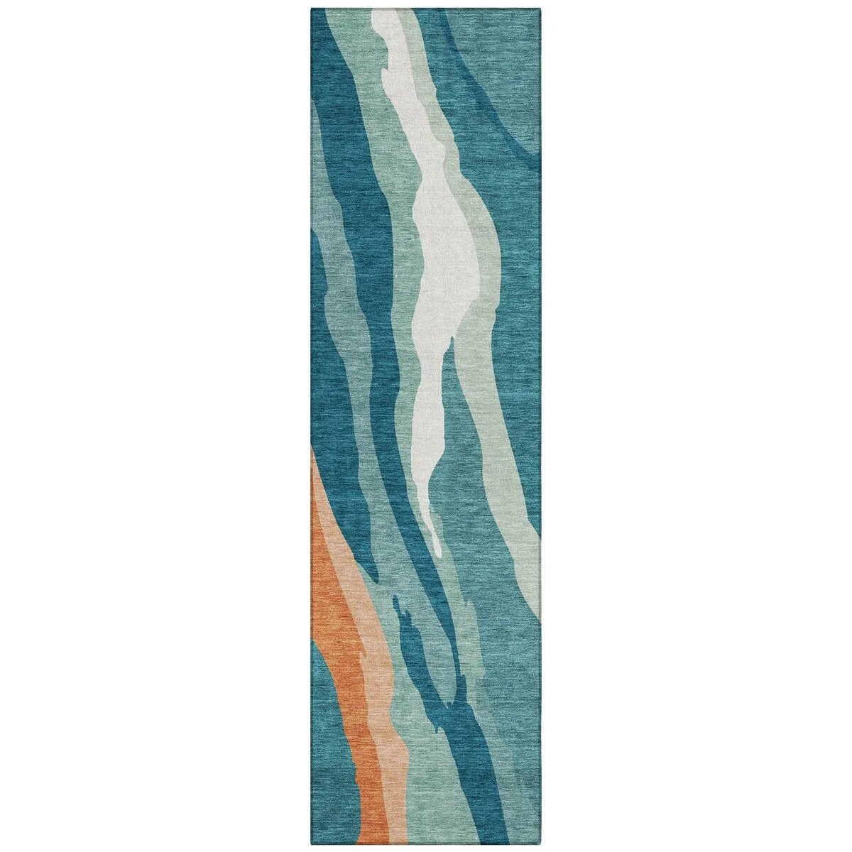 Machine Washable Indoor/ Outdoor Abstract Contemporary Chantille Rug