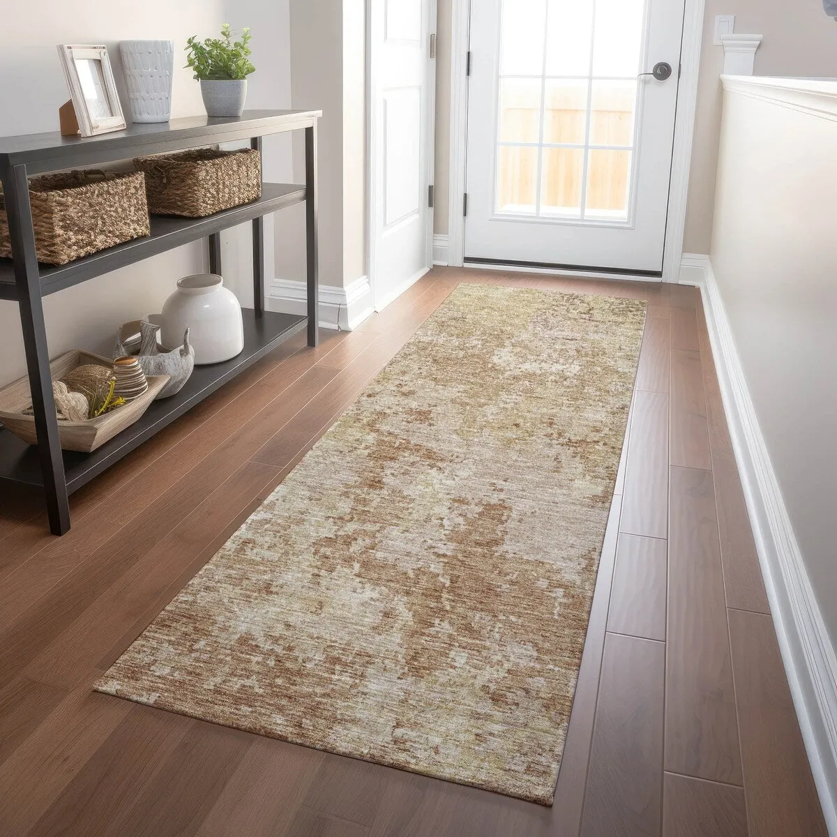 Machine Washable Indoor/ Outdoor Abstract Contemporary Chantille Rug