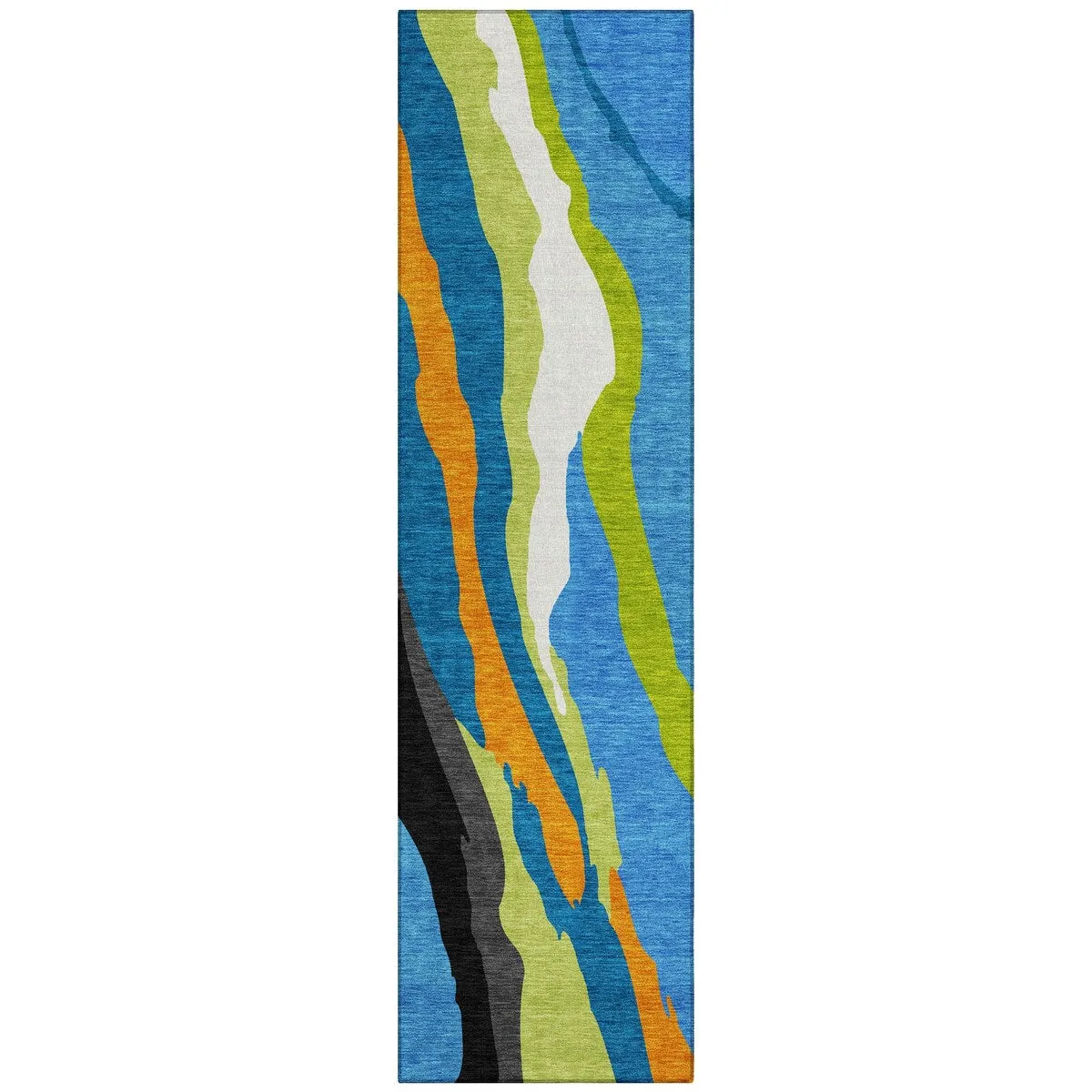 Machine Washable Indoor/ Outdoor Abstract Contemporary Chantille Rug