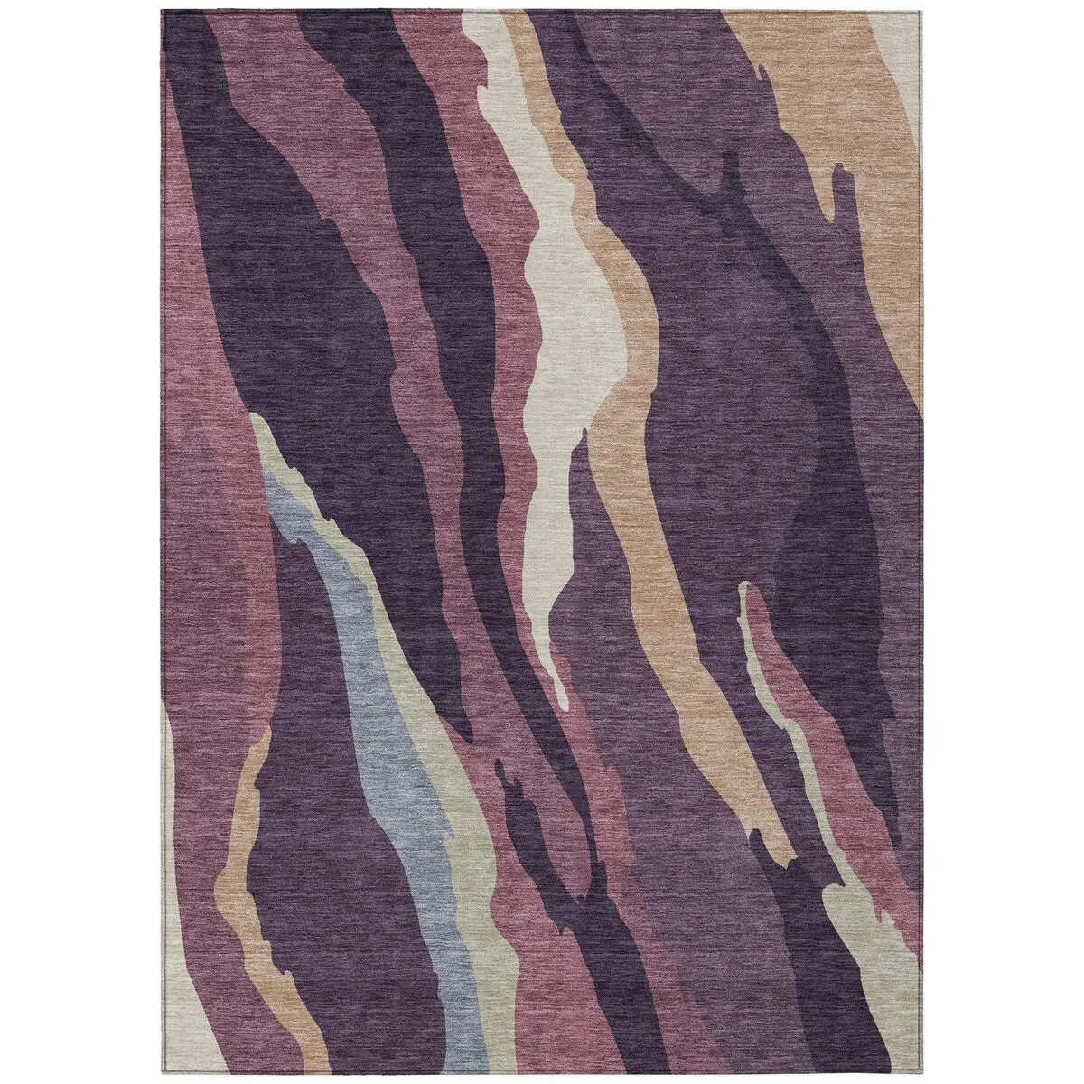 Machine Washable Indoor/ Outdoor Abstract Contemporary Chantille Rug