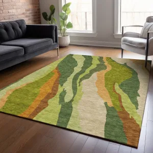 Machine Washable Indoor/ Outdoor Abstract Contemporary Chantille Rug