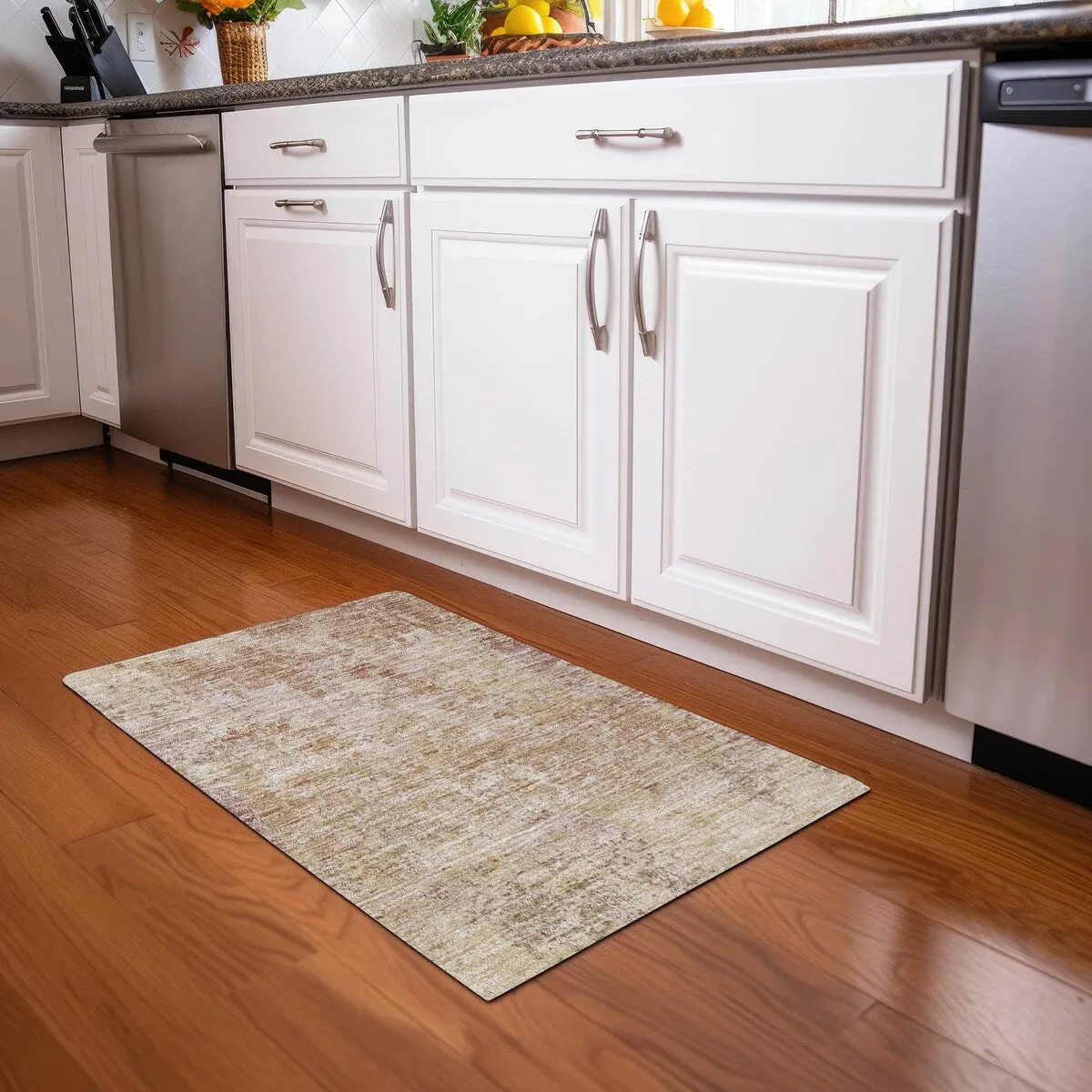 Machine Washable Indoor/ Outdoor Abstract Contemporary Chantille Rug