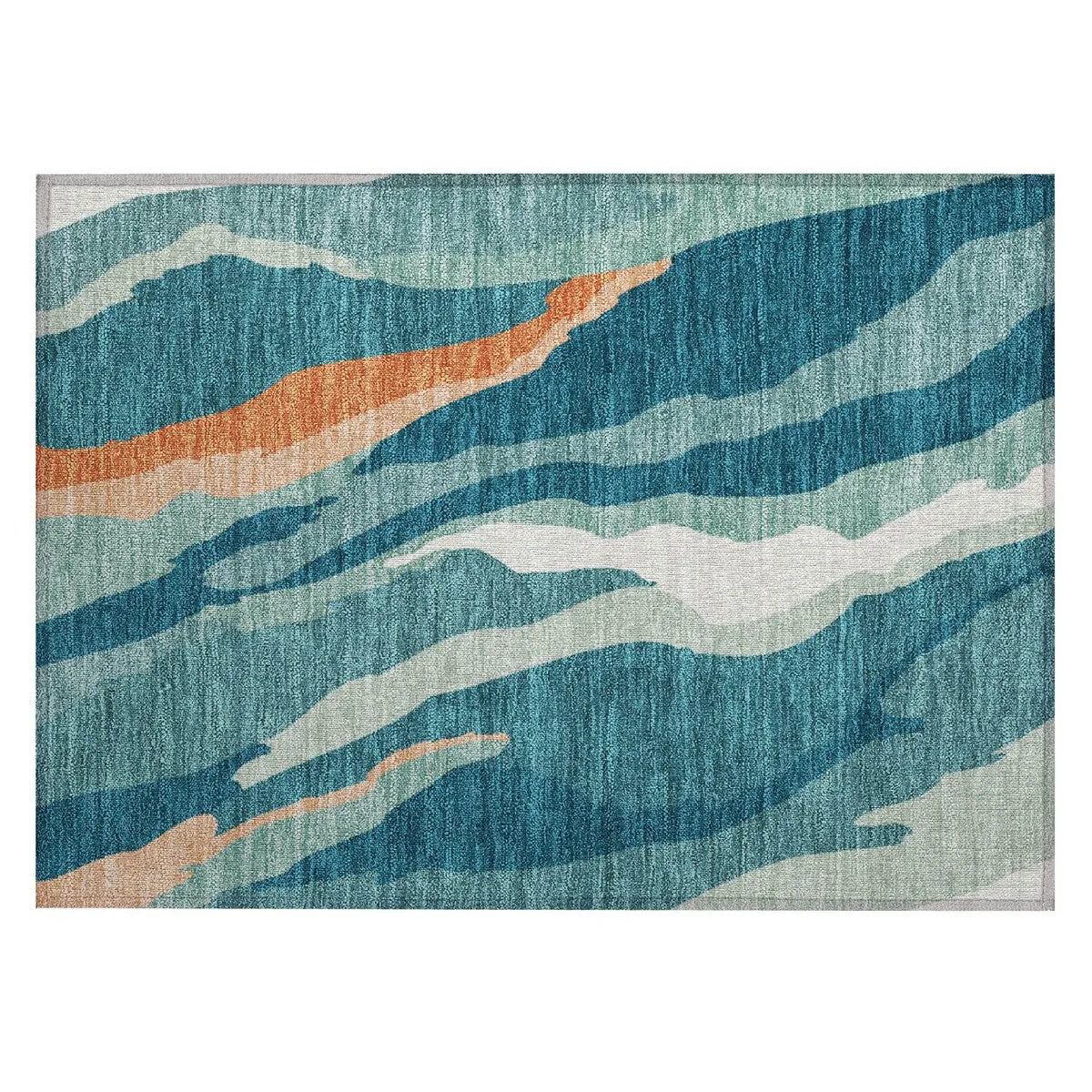 Machine Washable Indoor/ Outdoor Abstract Contemporary Chantille Rug