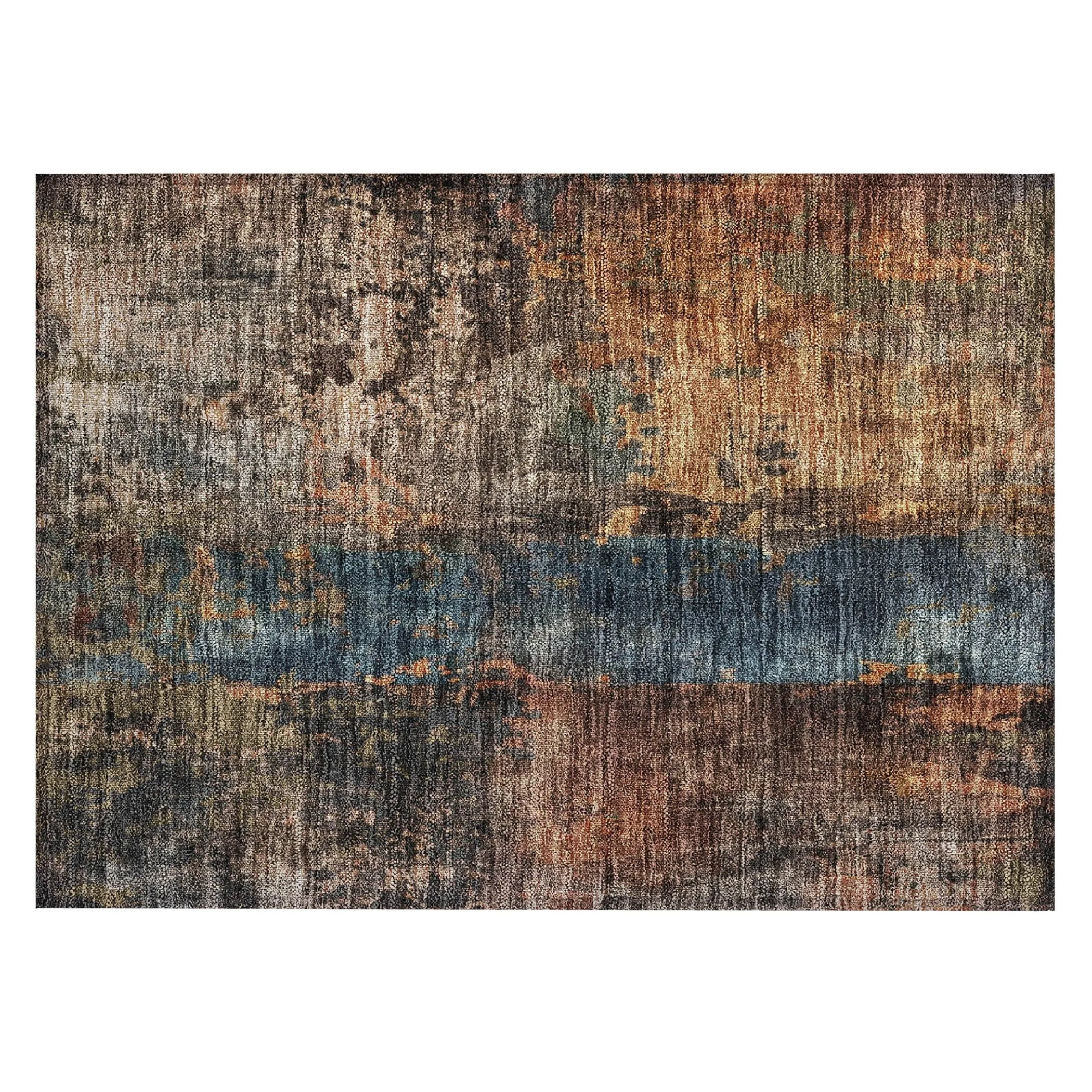 Machine Washable Indoor/ Outdoor Abstract Contemporary Chantille Rug