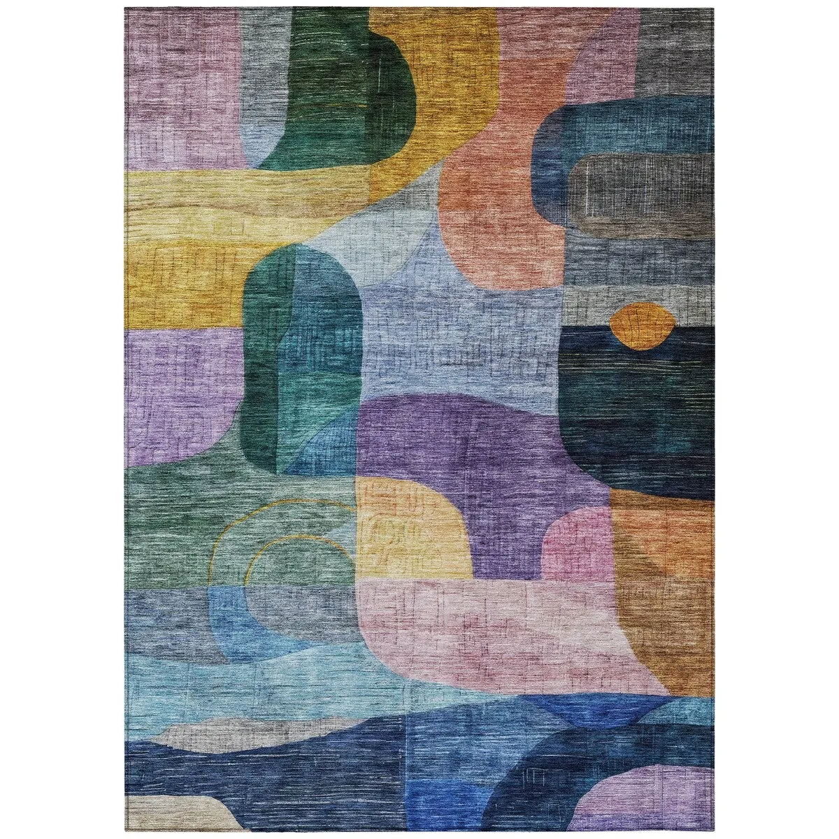 Machine Washable Indoor/ Outdoor Abstract Contemporary Chantille Rug