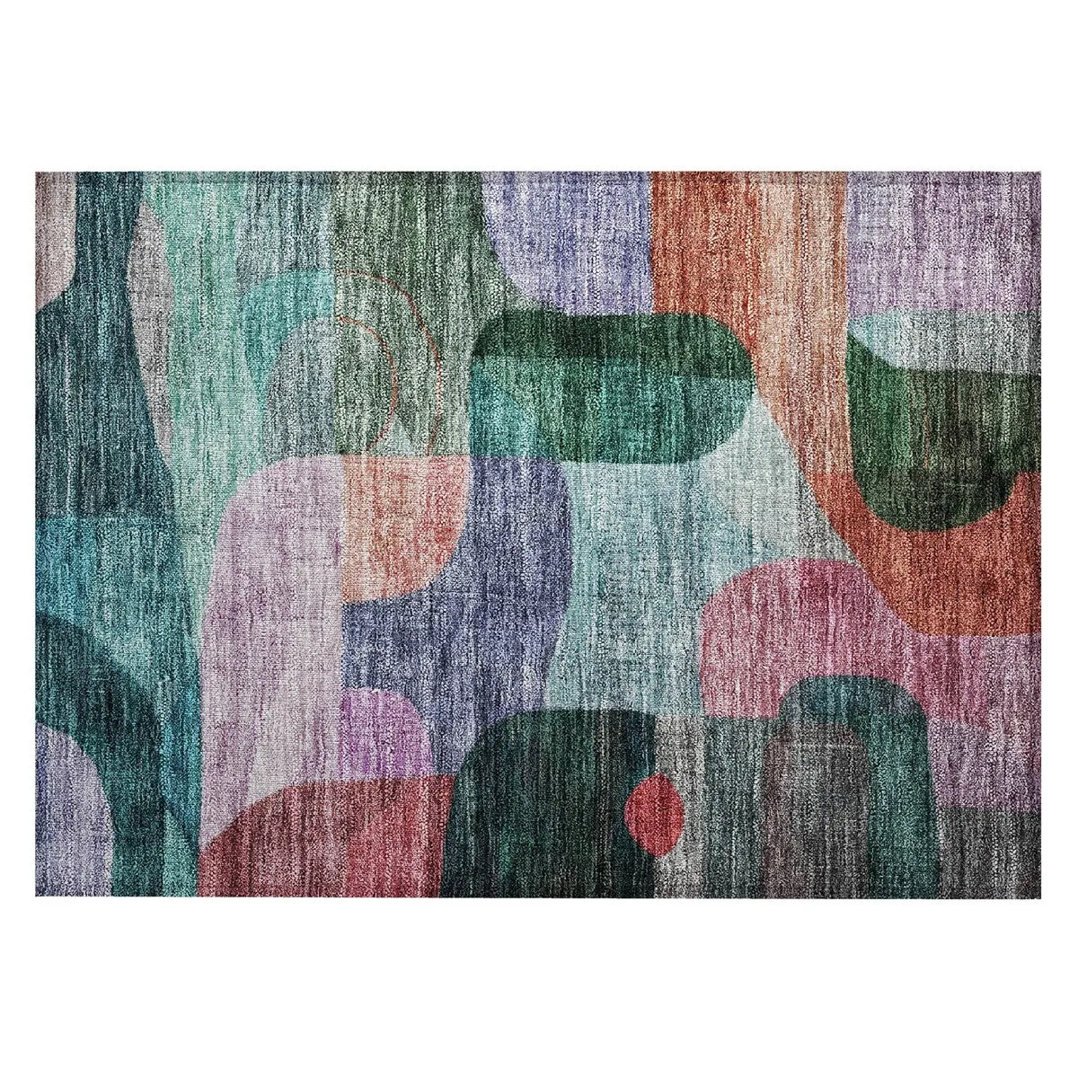 Machine Washable Indoor/ Outdoor Abstract Contemporary Chantille Rug