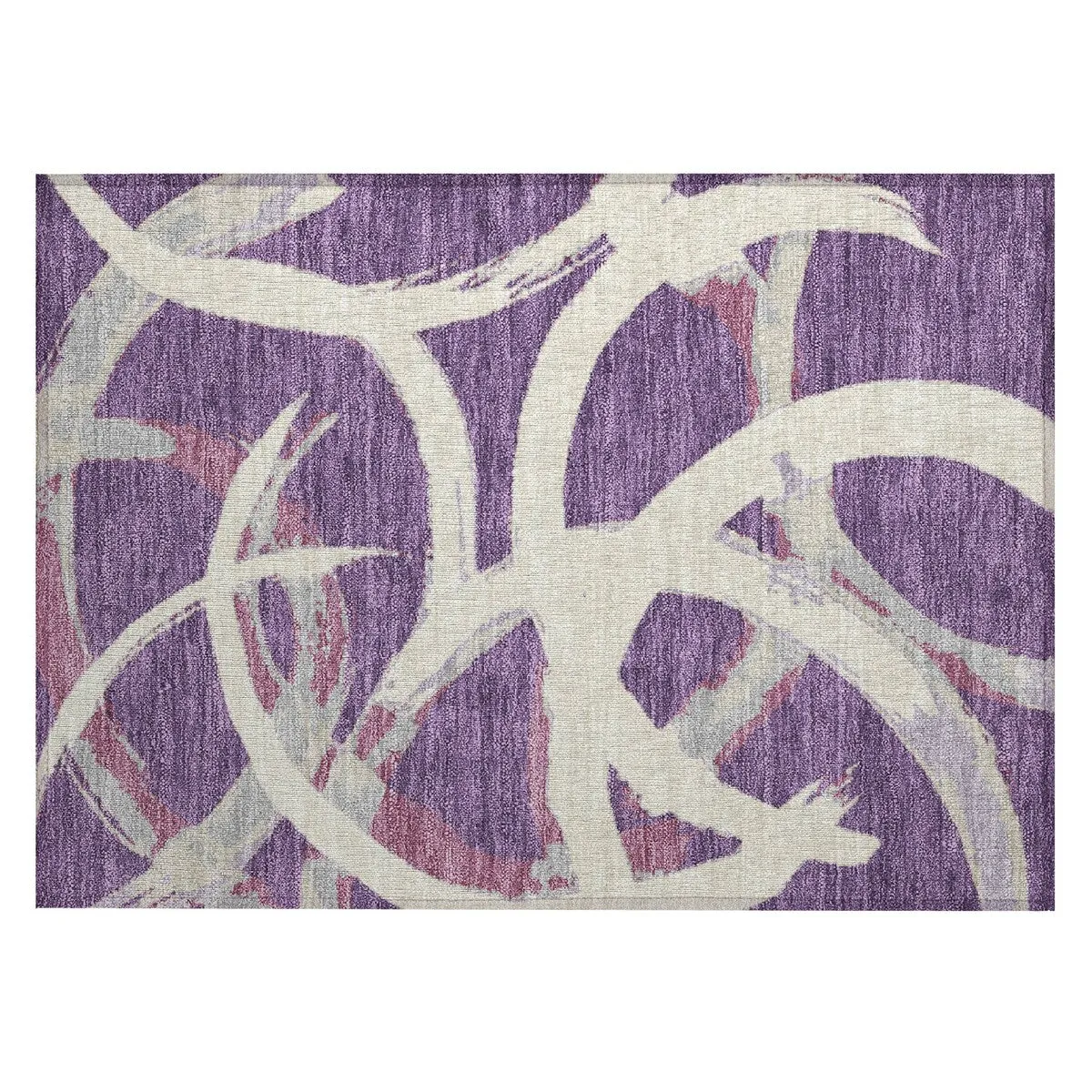 Machine Washable Indoor/ Outdoor Abstract Contemporary Chantille Rug
