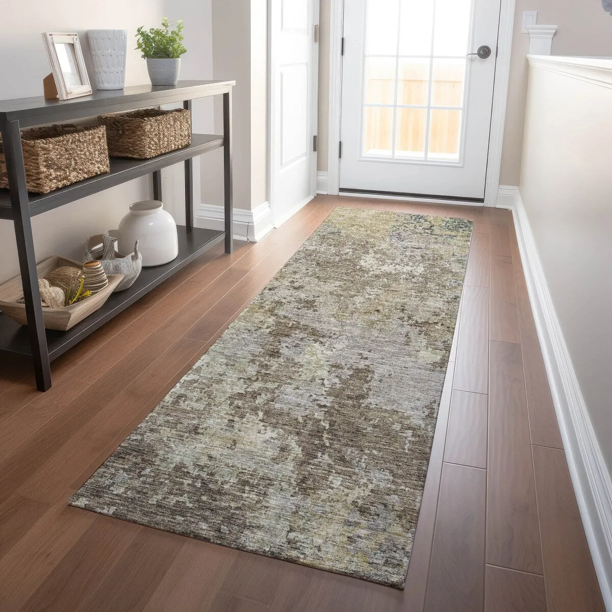 Machine Washable Indoor/ Outdoor Abstract Contemporary Chantille Rug